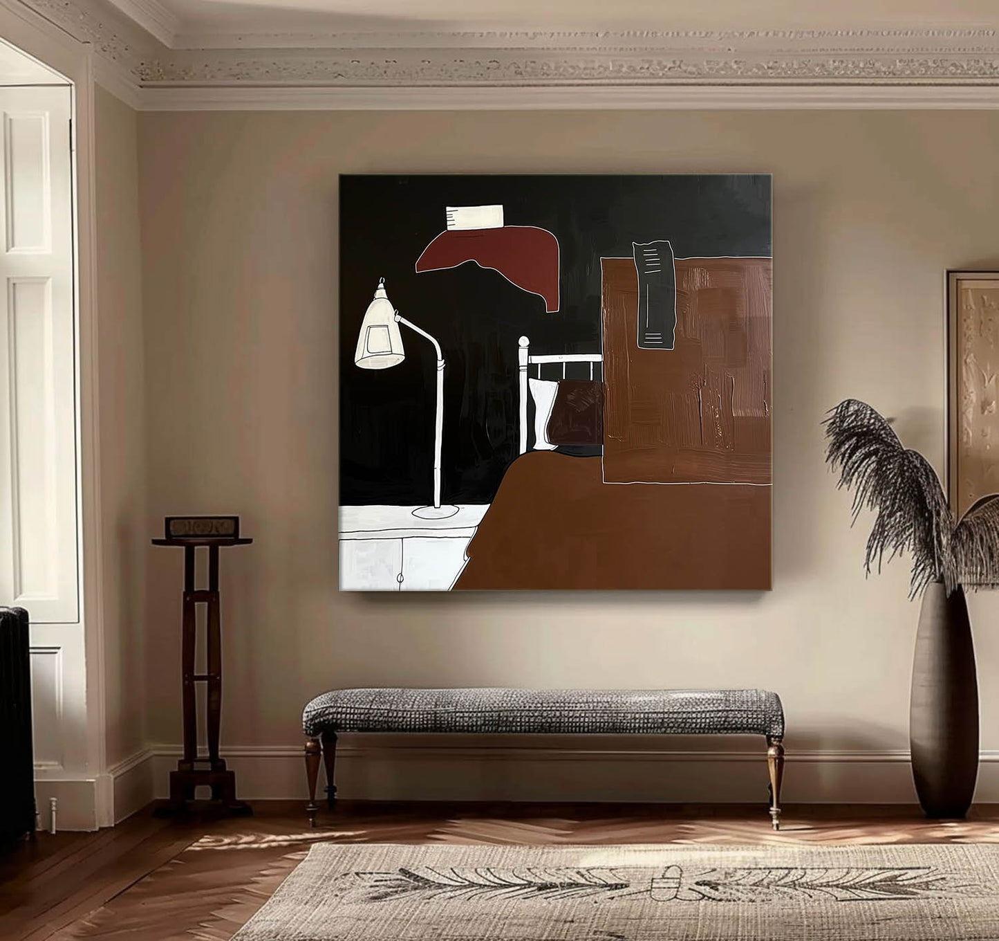Contemporary Vintage Abstract Oil Painting for Modern Home Decor