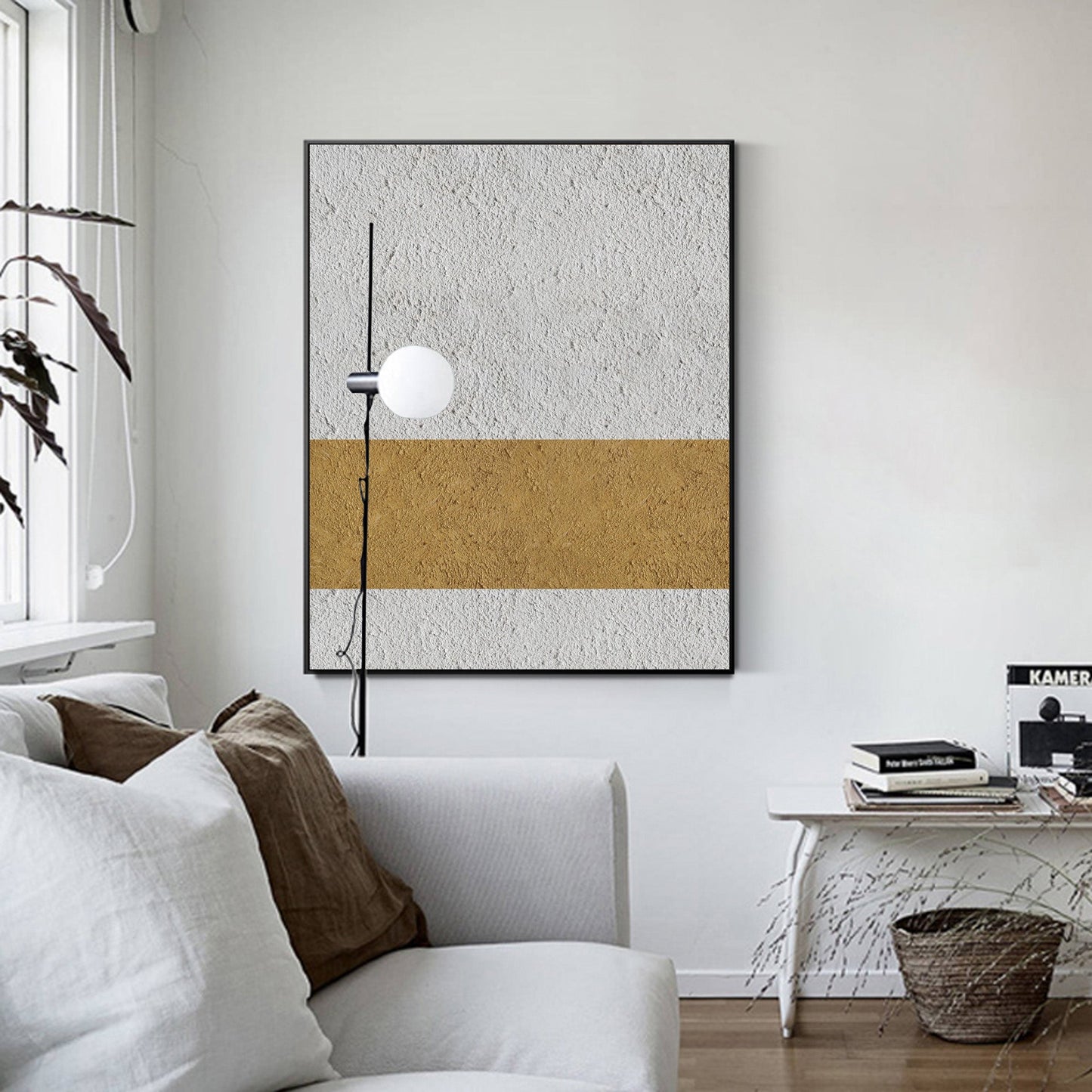 Elegant Modern Minimalist Oil Painting in Neutral Tones for Home Decor