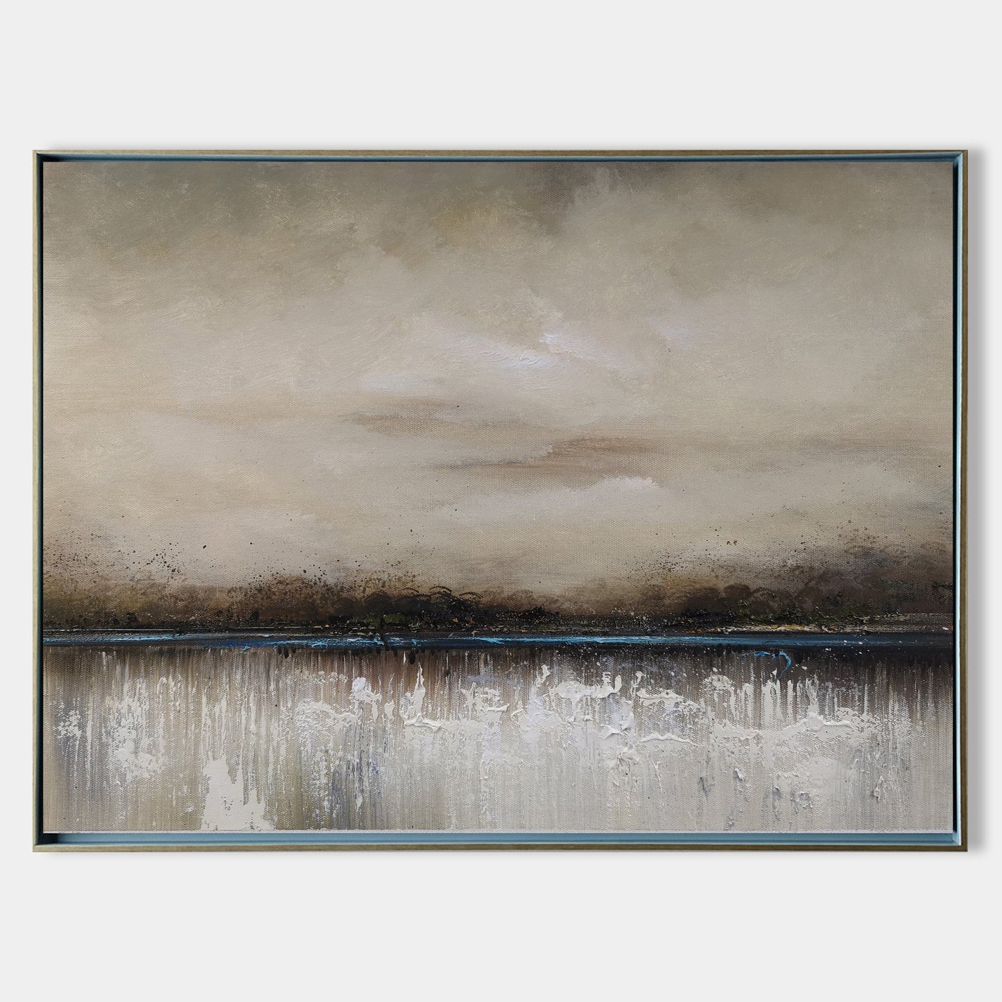 Serene Coastal Abstract Oil Painting – Tranquil Seascape for Modern Decor