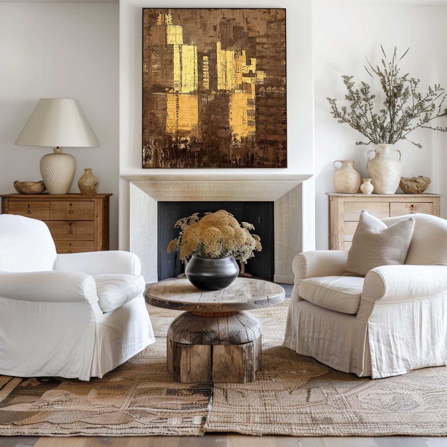 Contemporary Urban Abstract Oil Painting for Modern Home Decor