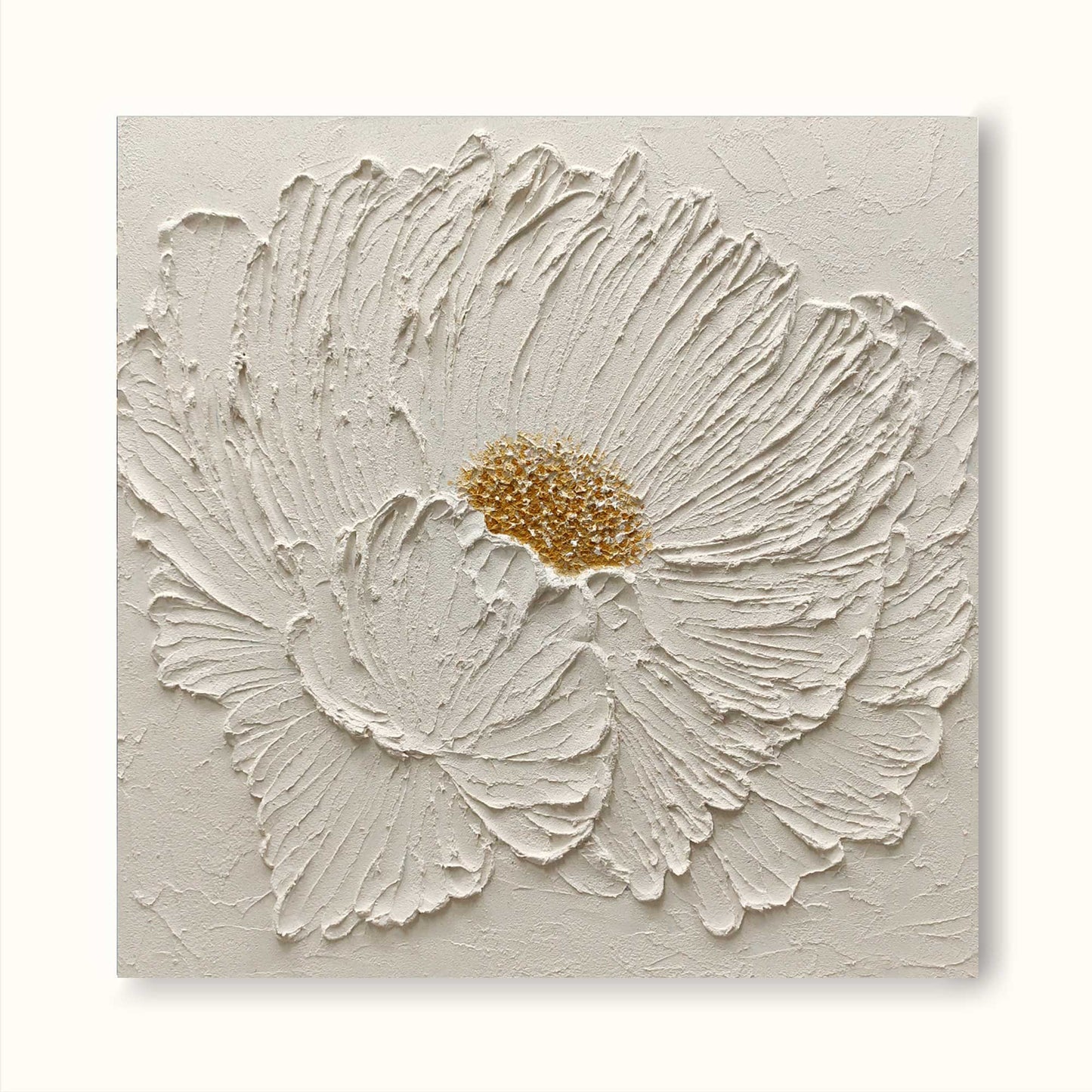 Elegant Minimalist White Flower Oil Painting for Modern Home Décor