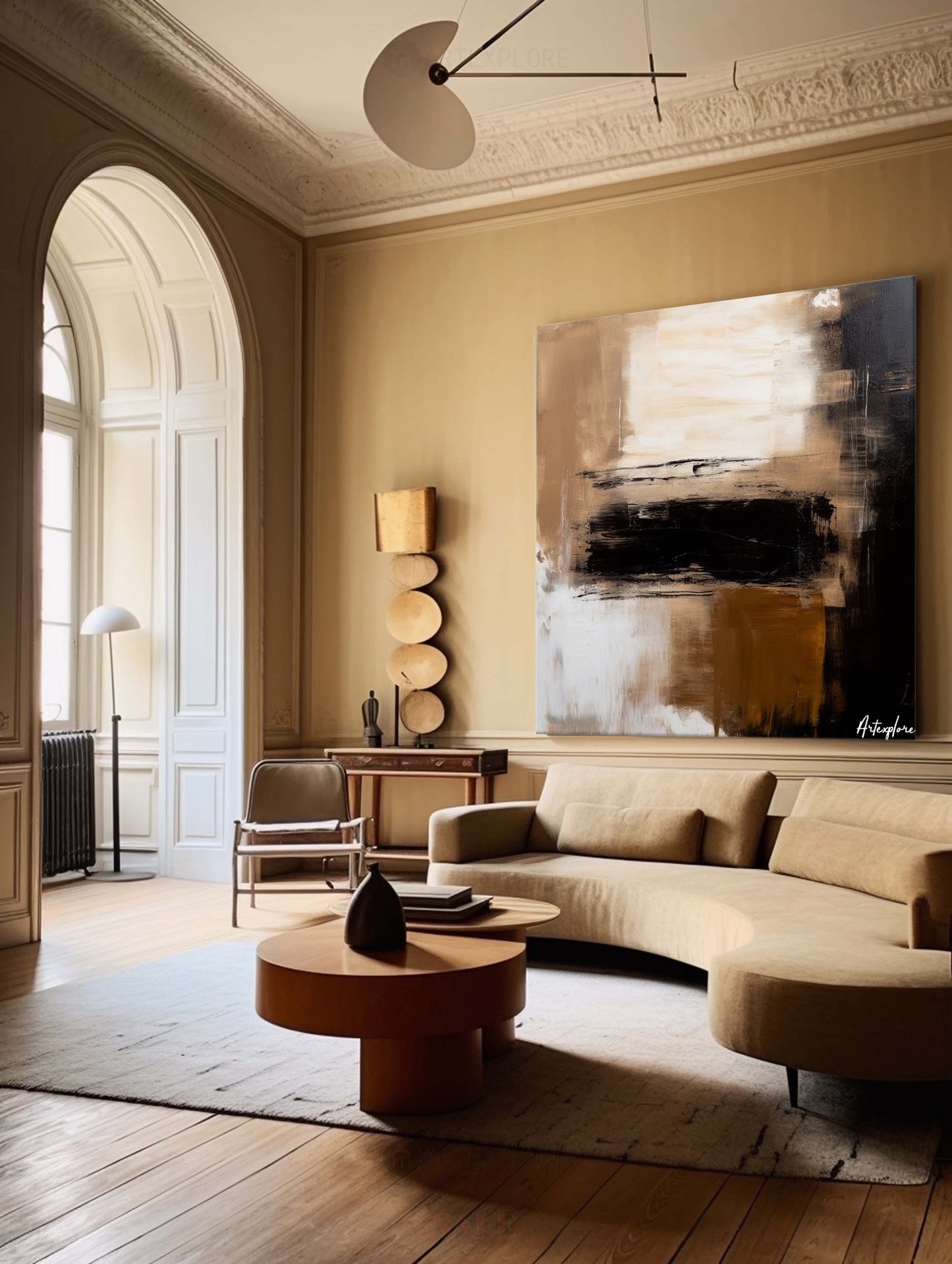 Contemporary Abstract Oil Painting in Earthy Tones for Modern Home Decor