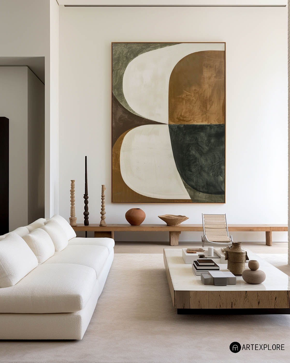 Contemporary Geometric Abstract Oil Painting for Modern Home Decor