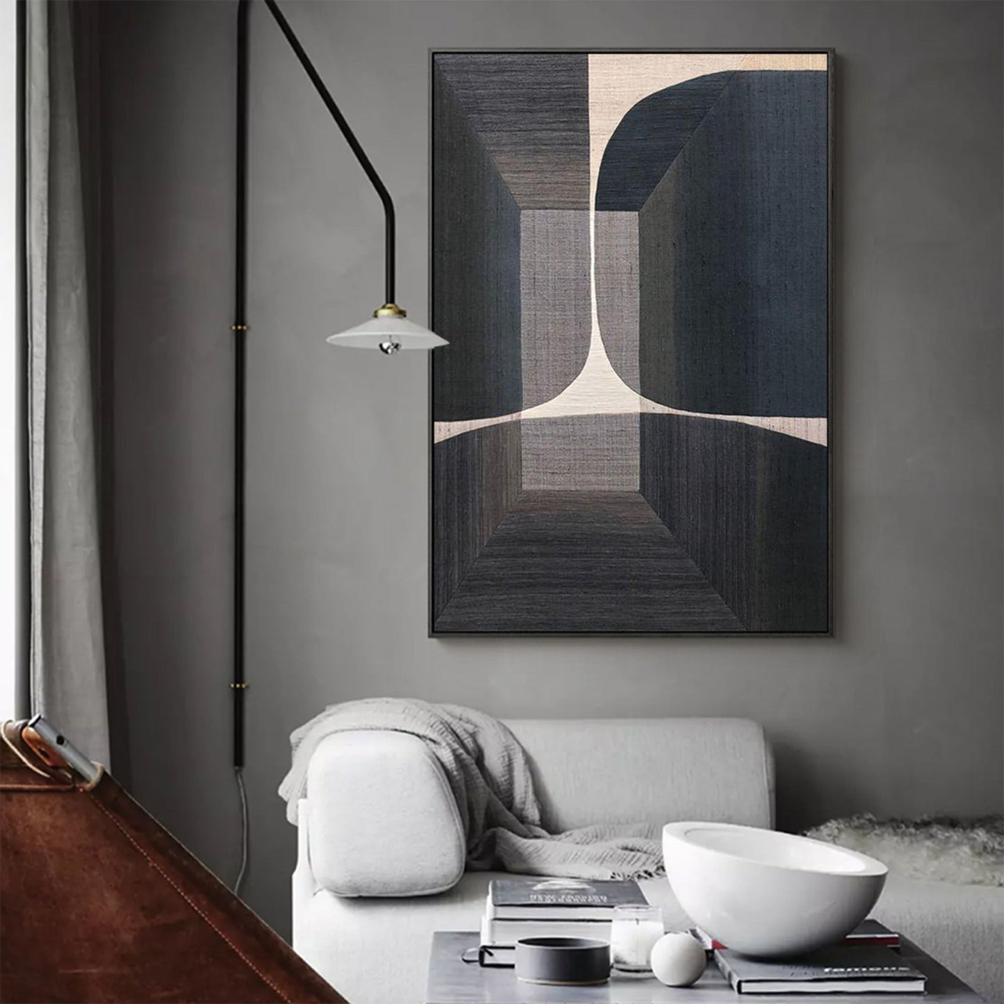 Contemporary Geometric Abstract Oil Painting for Modern Home Decor