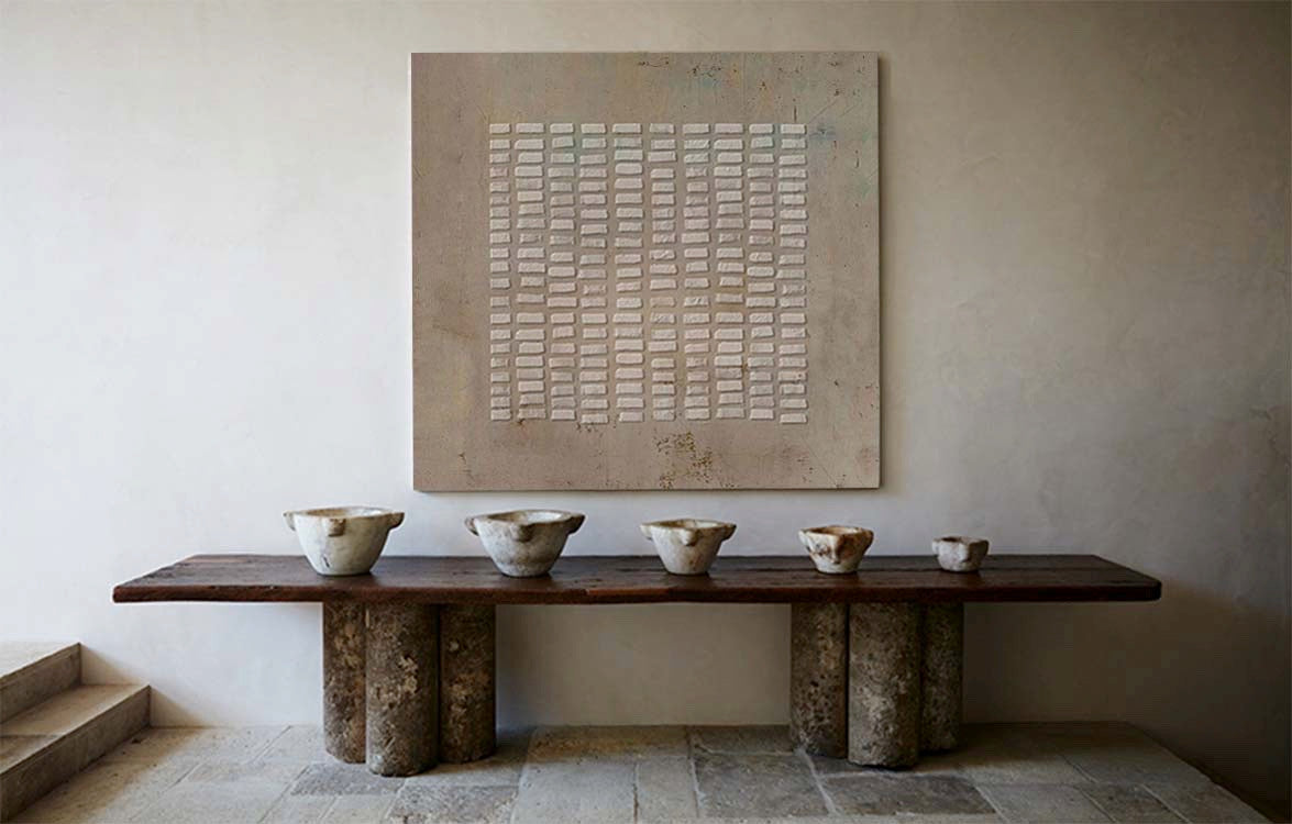 Wabi-Sabi Minimalist Oil Painting for Serene Home Decor