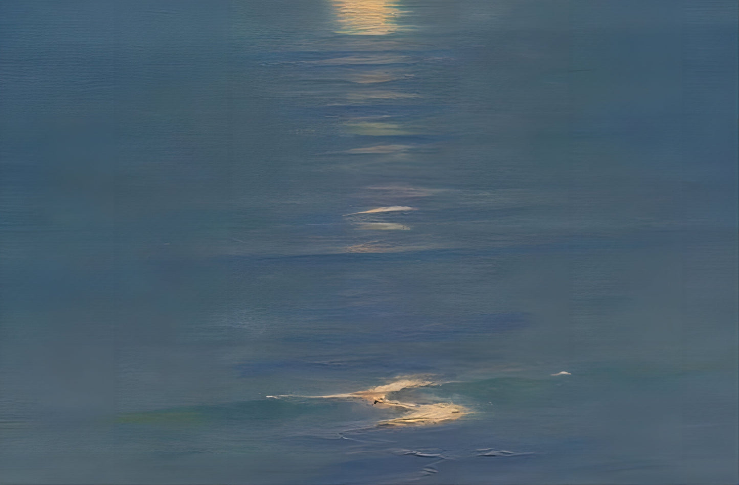 Serene Blue Ocean Reflection Oil Painting for Tranquil Home Decor