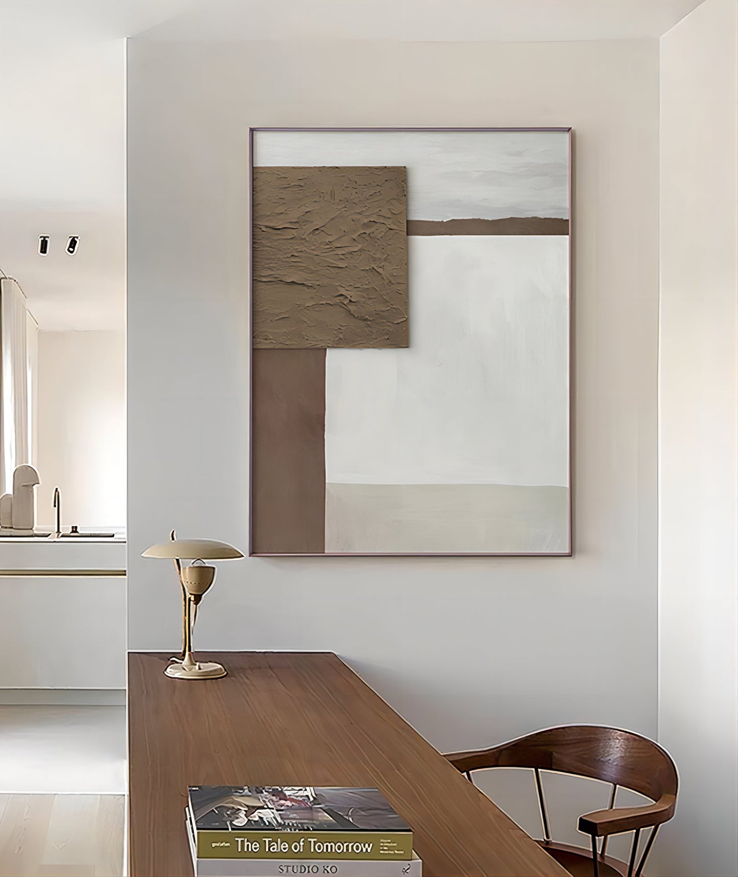 Elegant Abstract Wabi-Sabi Oil Painting for Modern Minimalist Home Decor