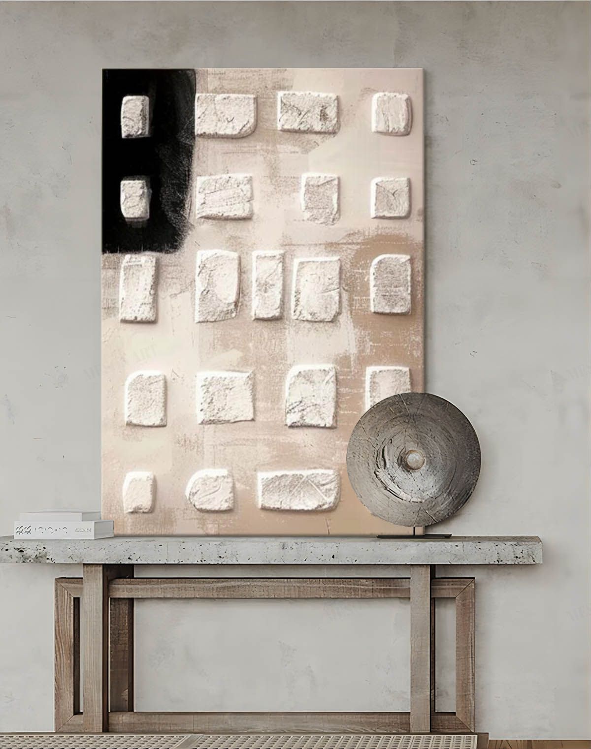 Minimalist Wabi-Sabi Textured Wall Art for Modern Home Decor