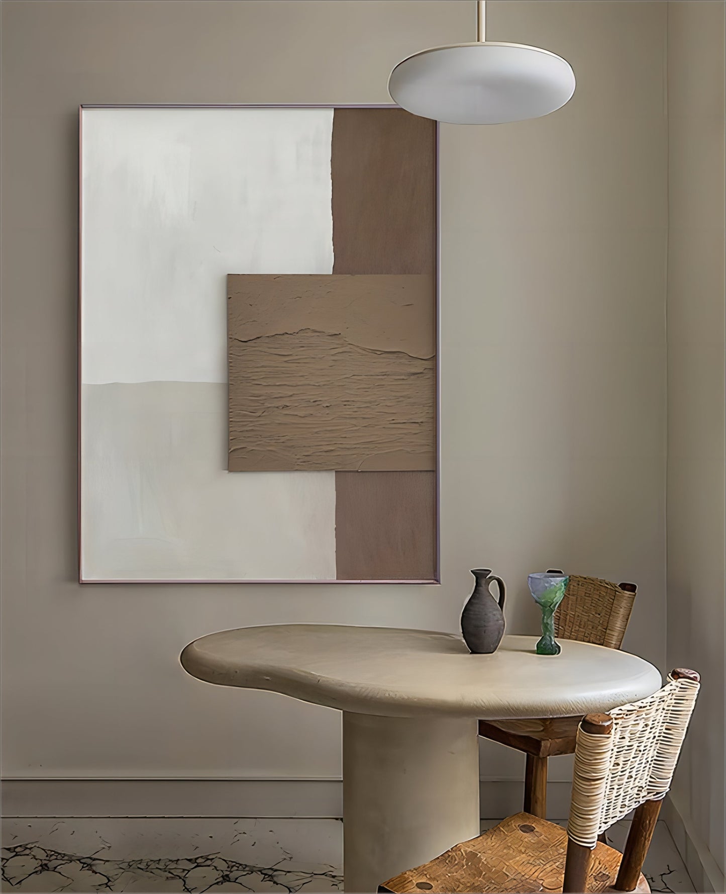 Minimalist Wabi-Sabi Oil Painting for Tranquil Home Decor and Wall Aesthetics