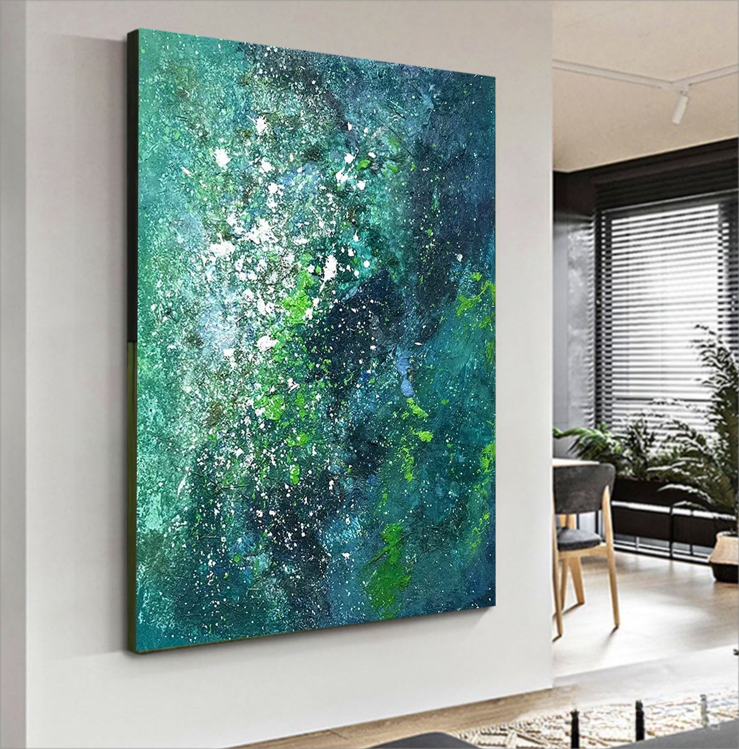 Abstract Ocean Waves Oil Painting with Texture and Rich Color Palette