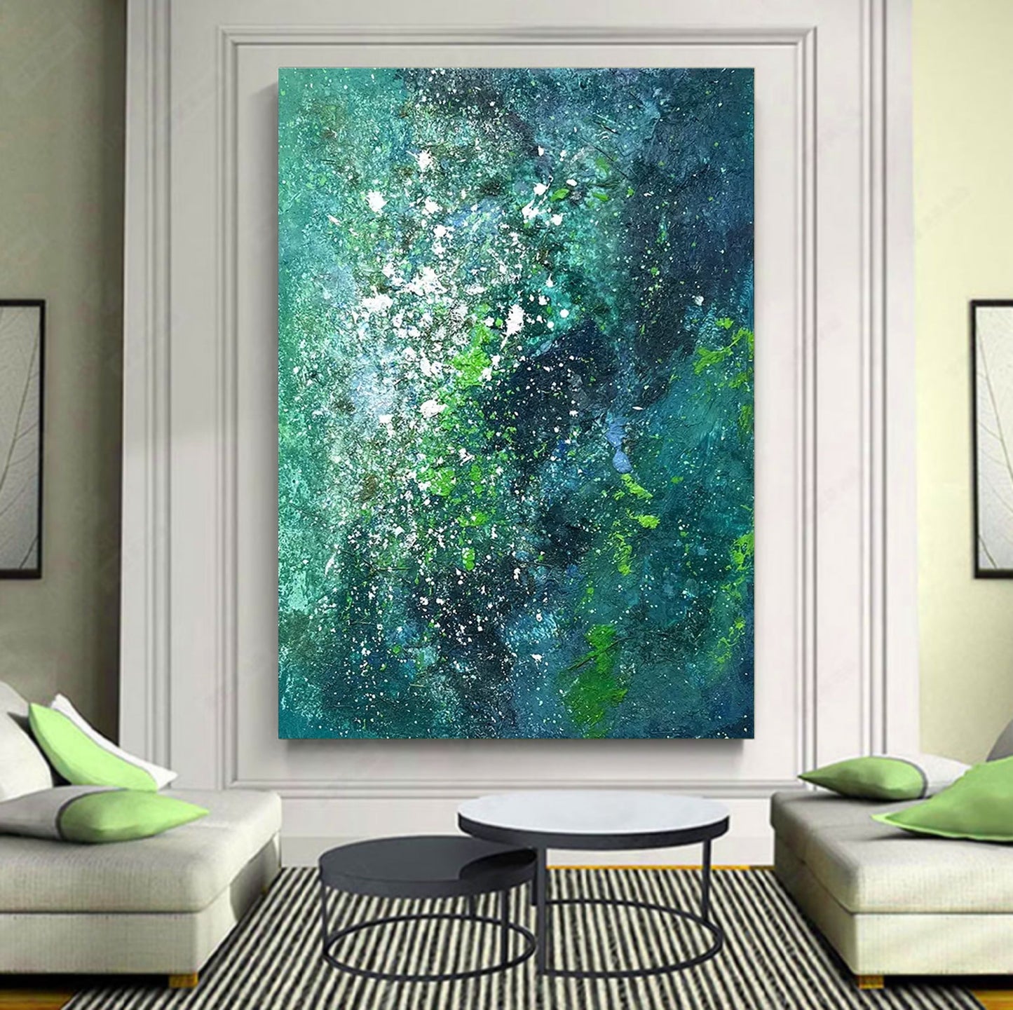Abstract Ocean Waves Oil Painting with Texture and Rich Color Palette