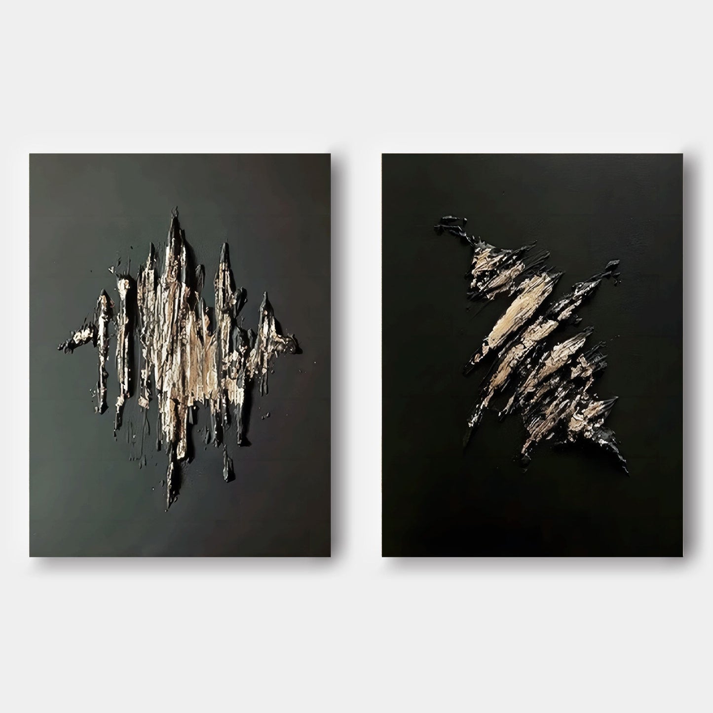 Contemporary Dual Set of Abstract Oil Paintings for Modern Home Decor