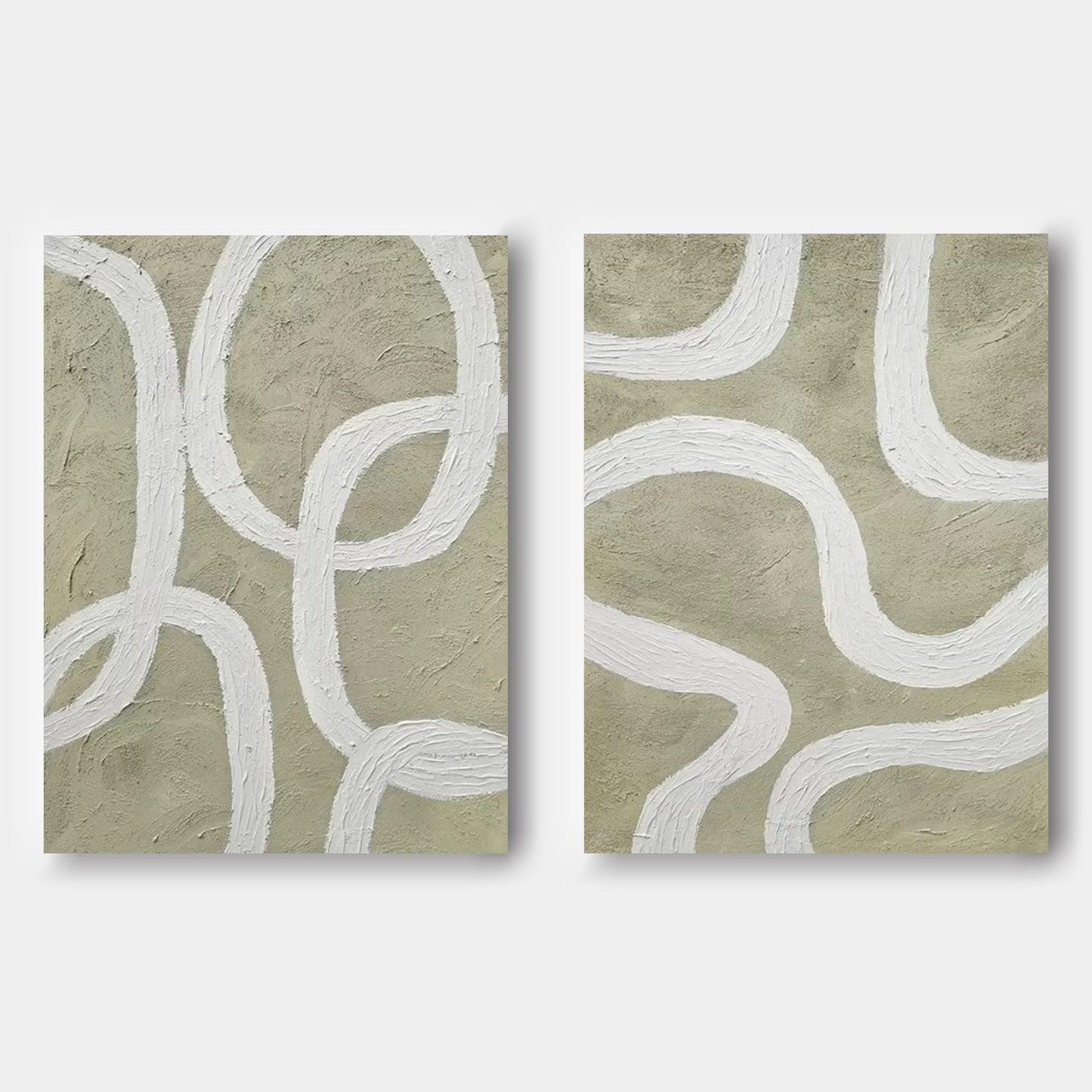 Minimalist Abstract Oil Painting Duo for Modern Home Decor