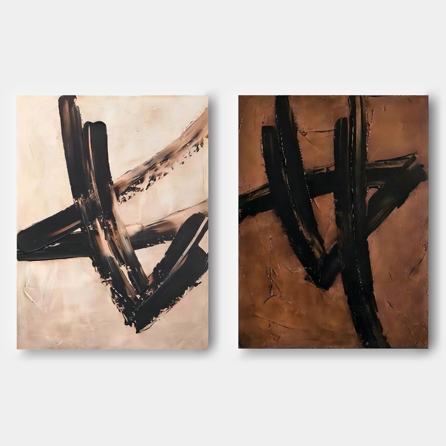 Contemporary Abstract Oil Painting Duo for Modern Home Décor