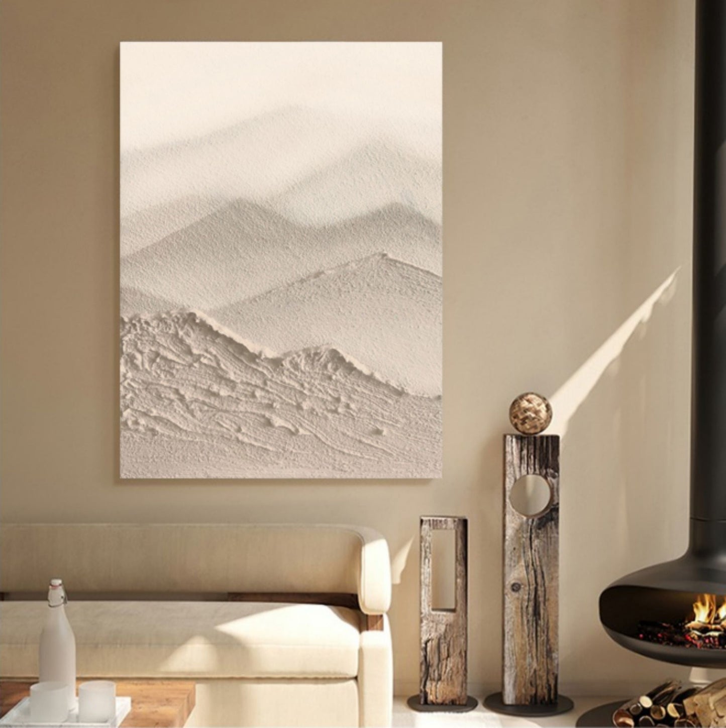Minimalist Wabi-Sabi Landscape Oil Painting for Contemporary Home Décor