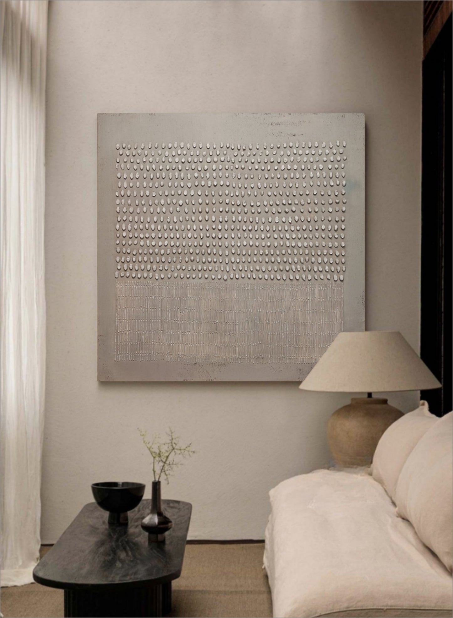 Minimalist Wabi-Sabi Abstract Oil Painting for Modern Wall Decor