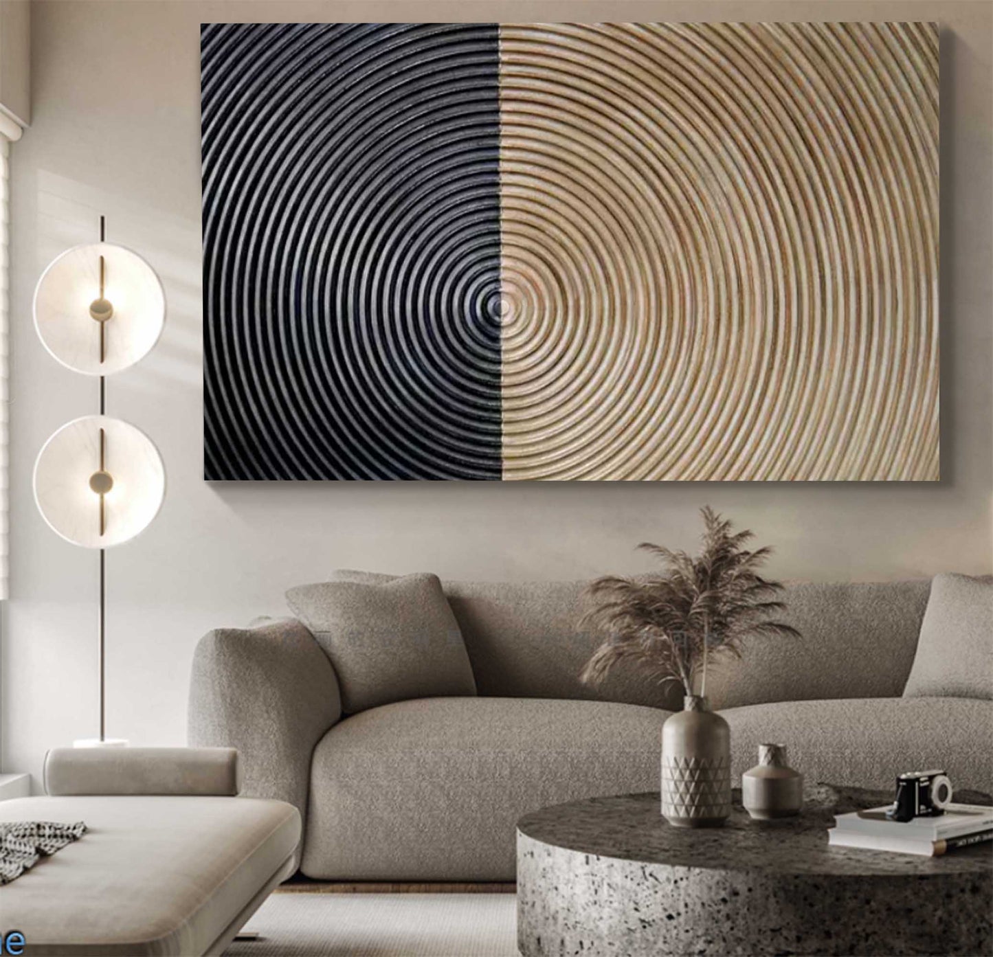 Modern Minimalist Oil Painting with Wabi-Sabi Aesthetic for Unique Home Decor
