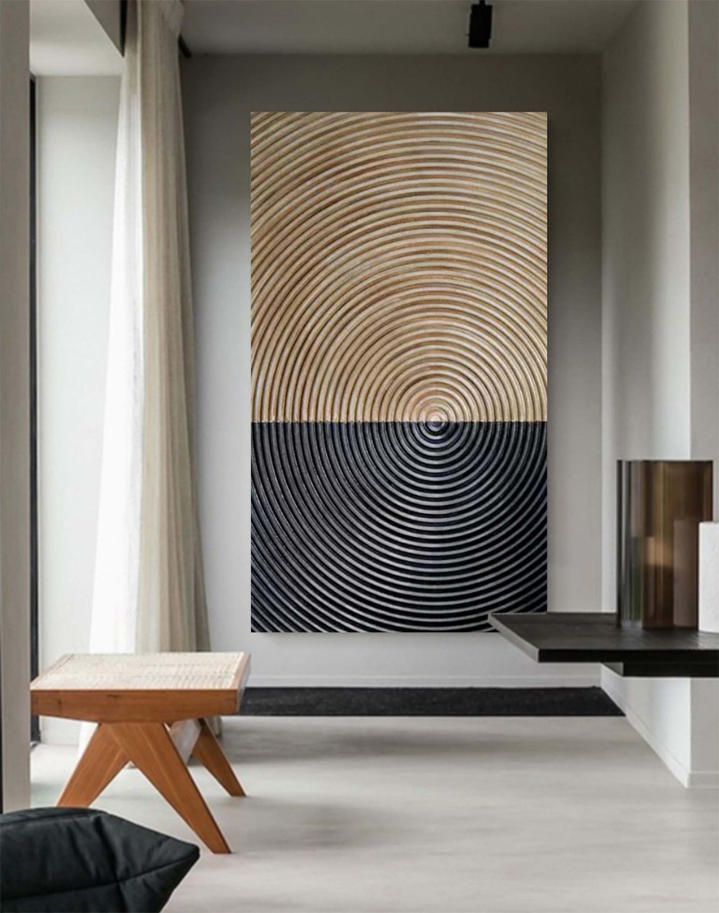 Contemporary Wabi Sabi Oil Painting - Minimalist Wall Art for Modern Decor