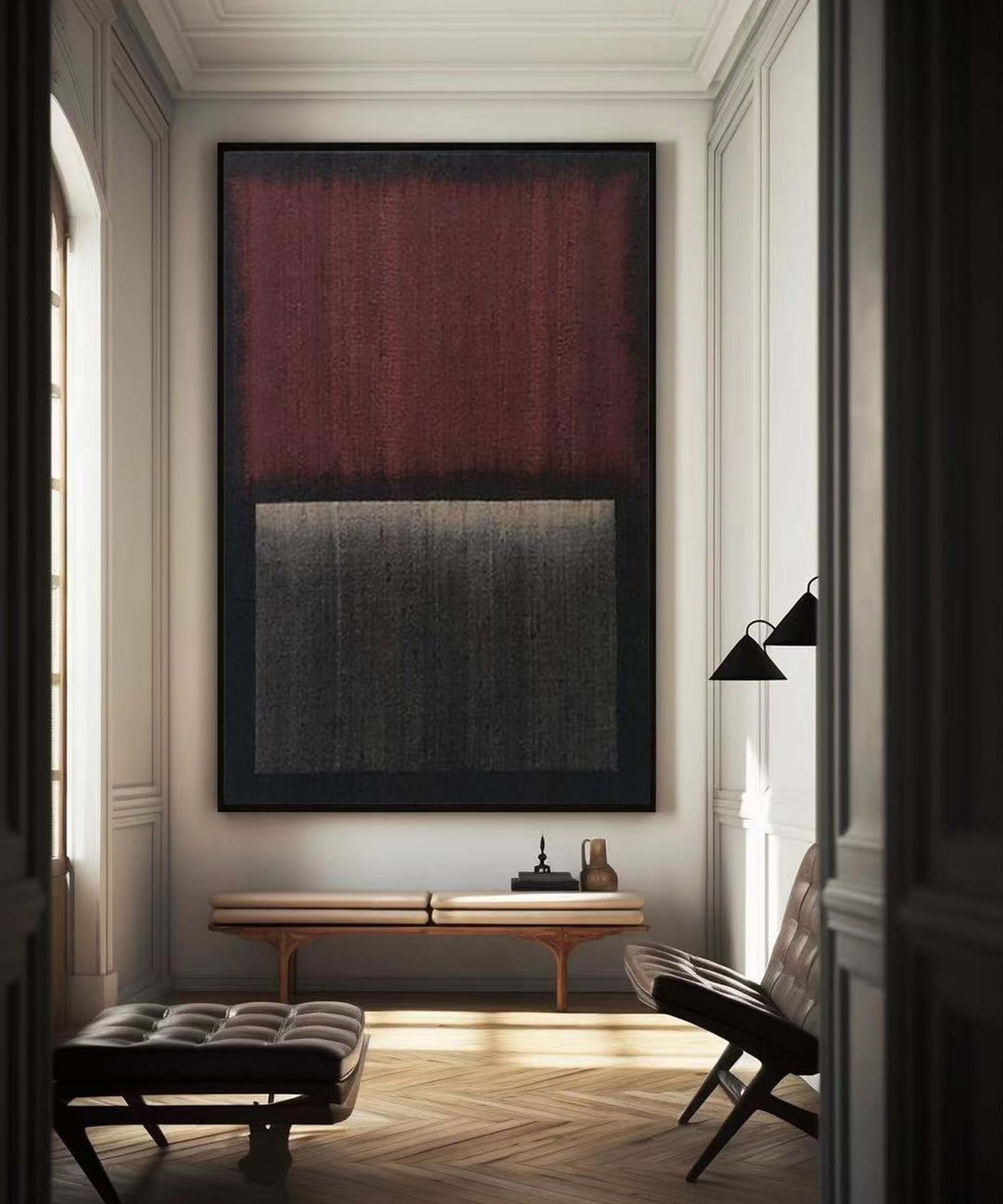 Contemporary Abstract Oil Painting with Rich Textures and Deep Hues