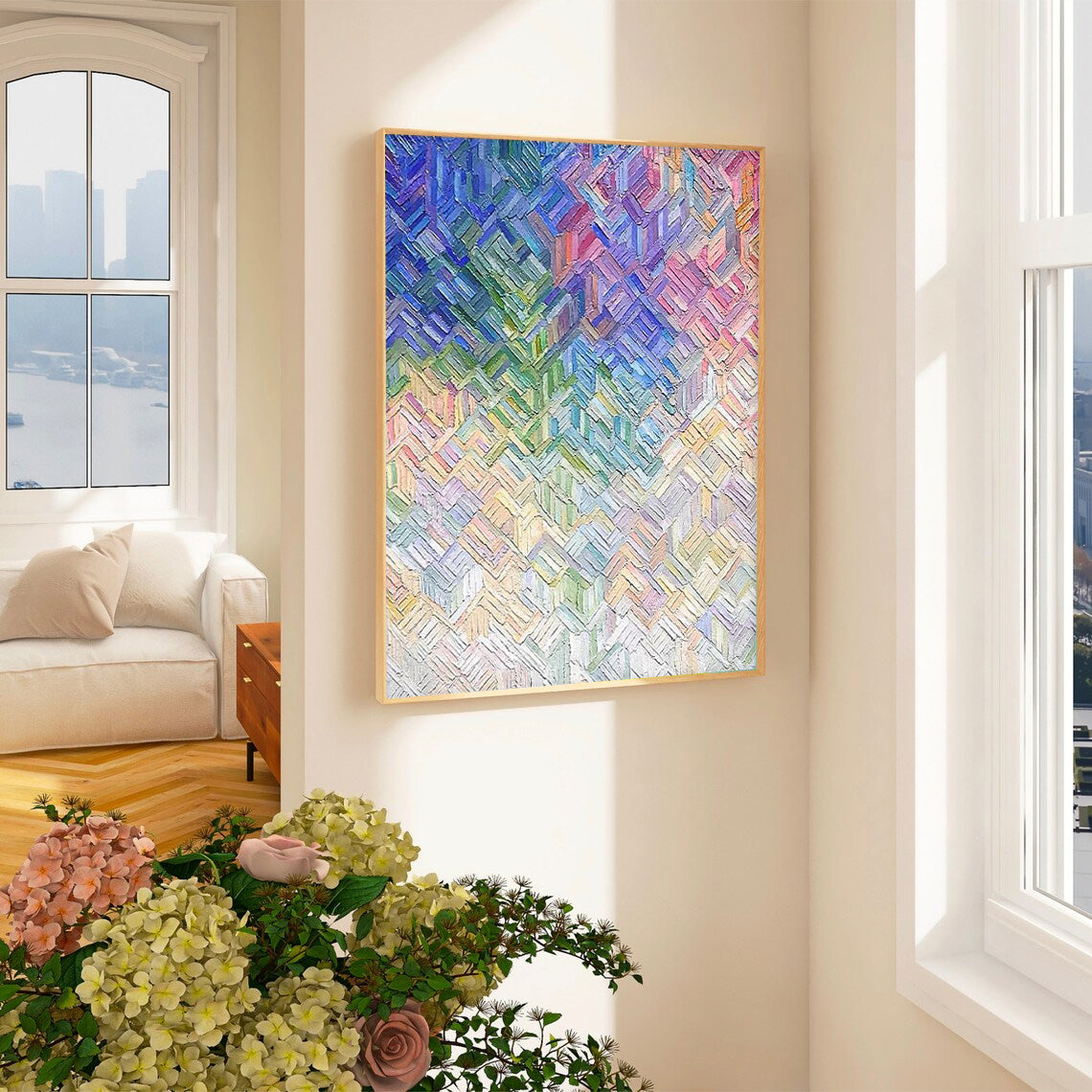 Colorful Abstract Oil Painting for Modern Home Decor