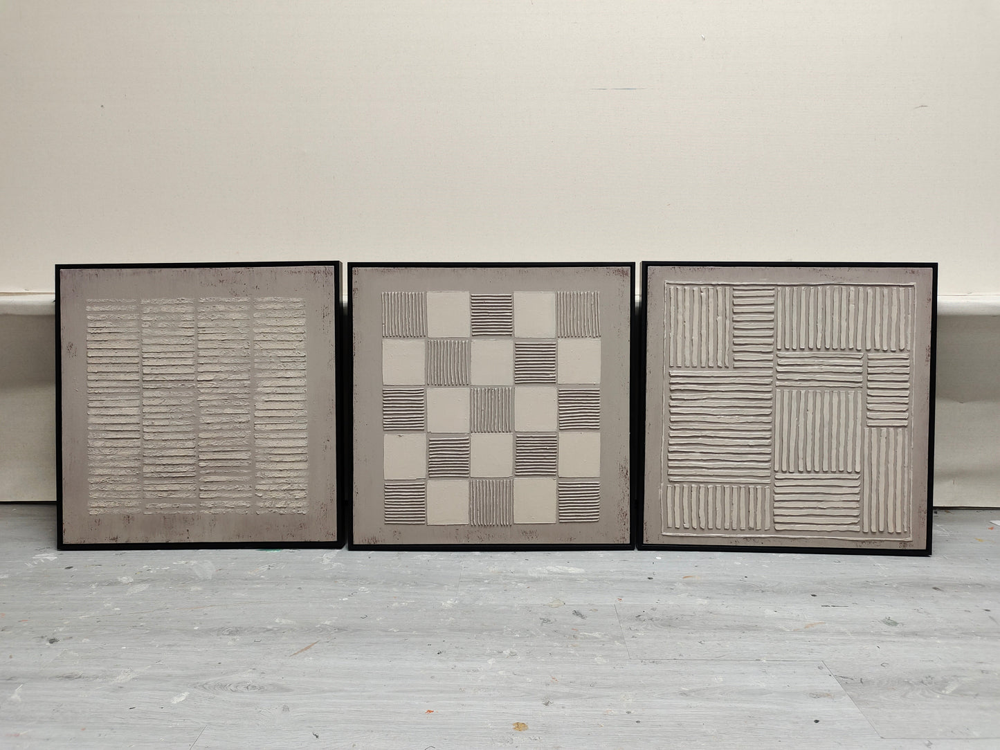 Contemporary Abstract Oil Painting Trio for Modern Home Decor