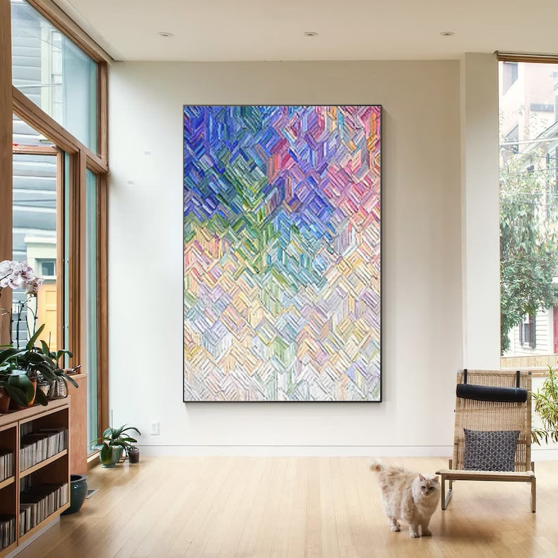 Colorful Abstract Oil Painting for Modern Home Decor