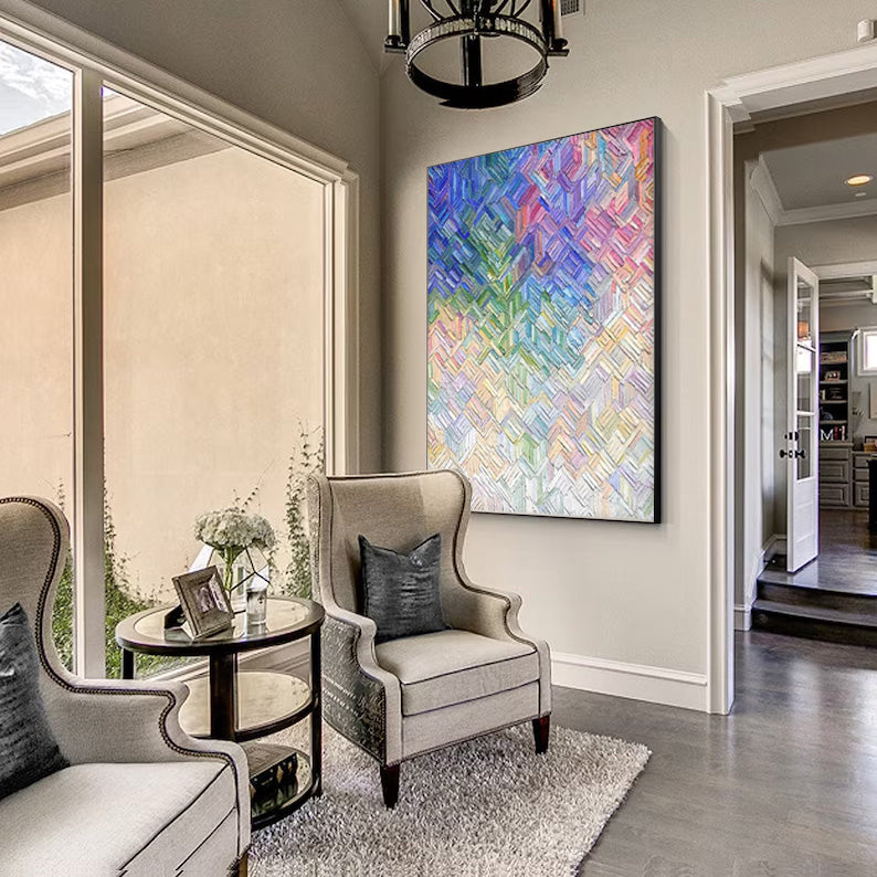 Colorful Abstract Oil Painting for Modern Home Decor