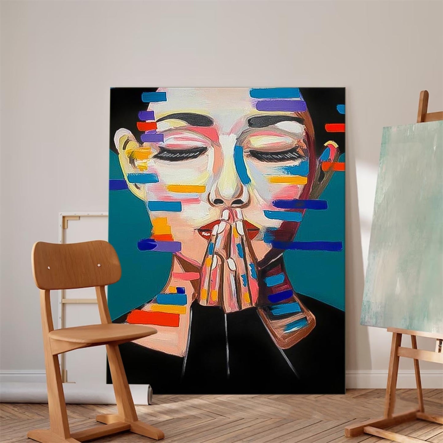 Contemporary Abstract Portrait Oil Painting for Modern Home Decor
