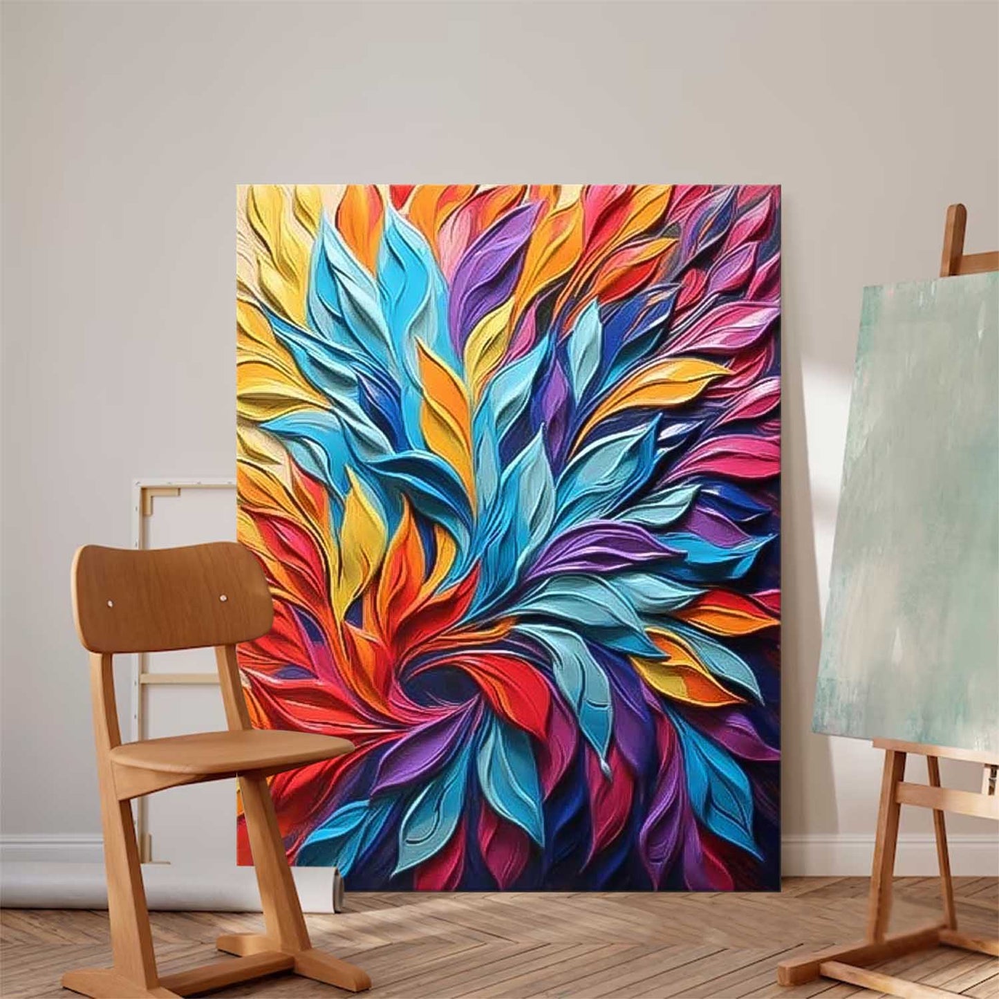 Colorful Abstract Floral Oil Painting for Home Decor and Art Lovers