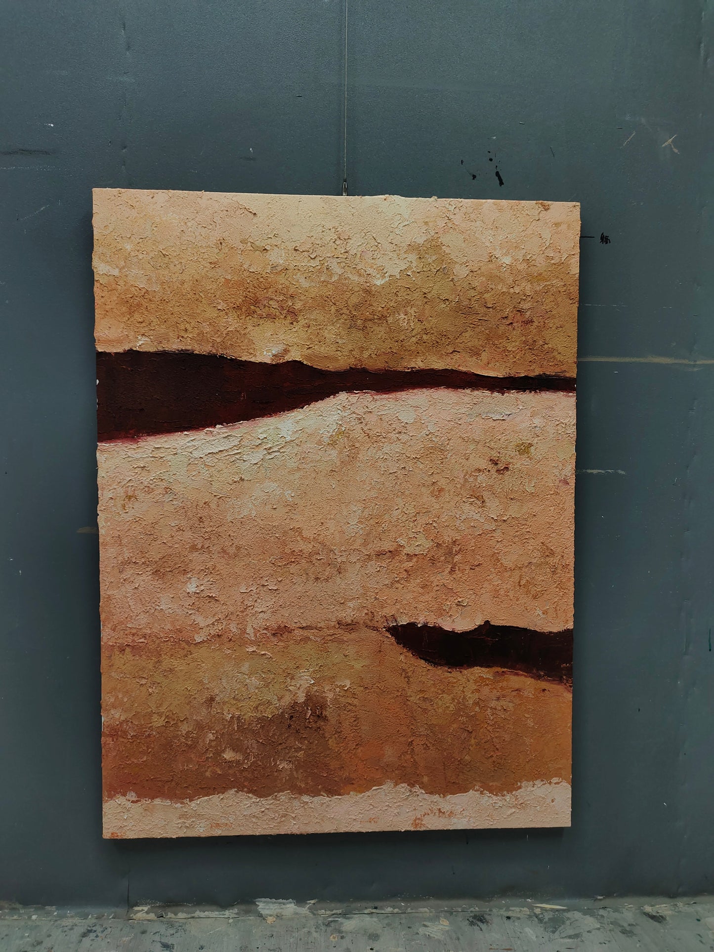 Abstract Wabi-Sabi Landscape Oil Painting for Elegant Home Decor