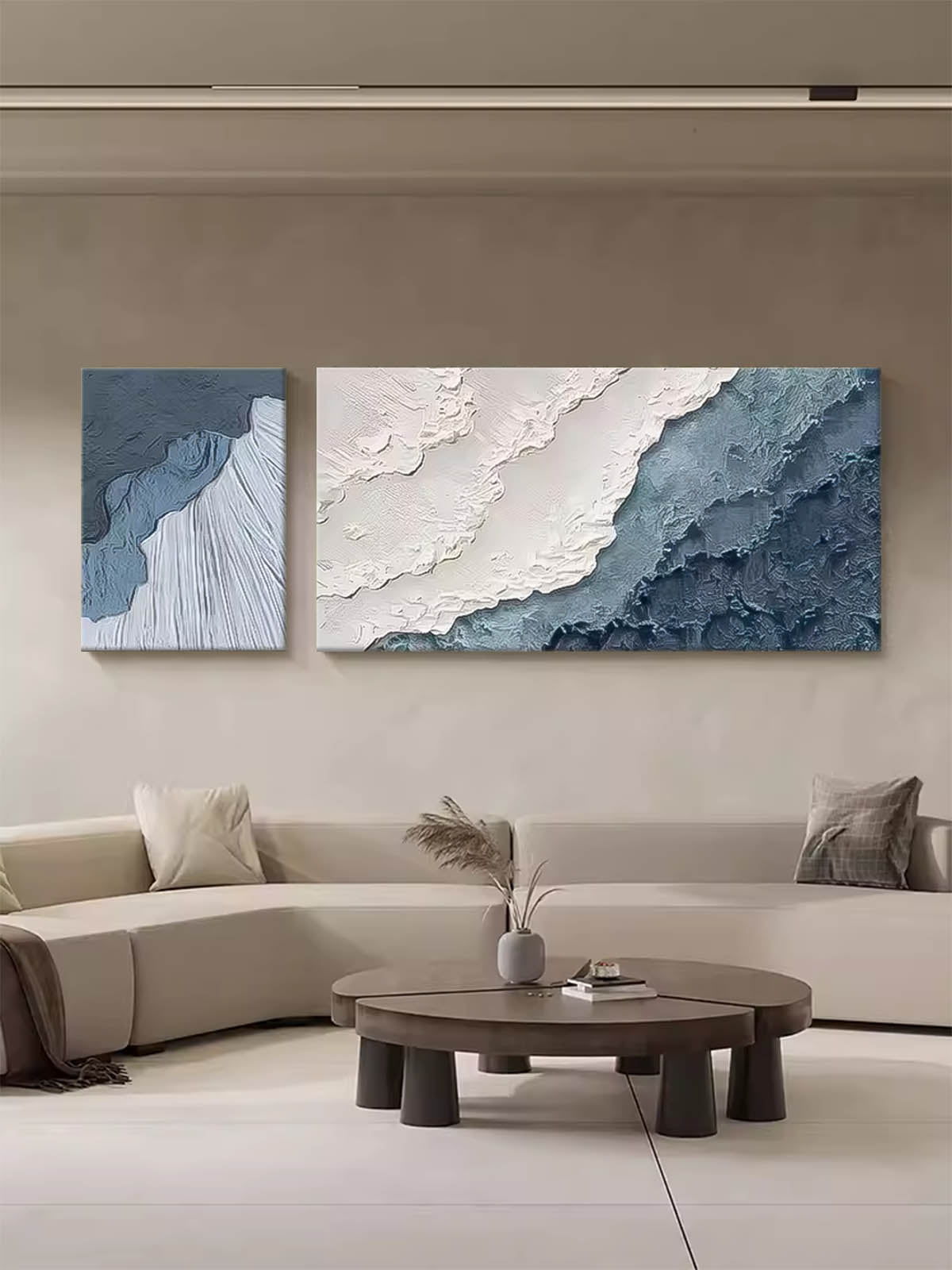 Coastal Serenity: Ocean Waves Oil Painting for Beach Home Decor