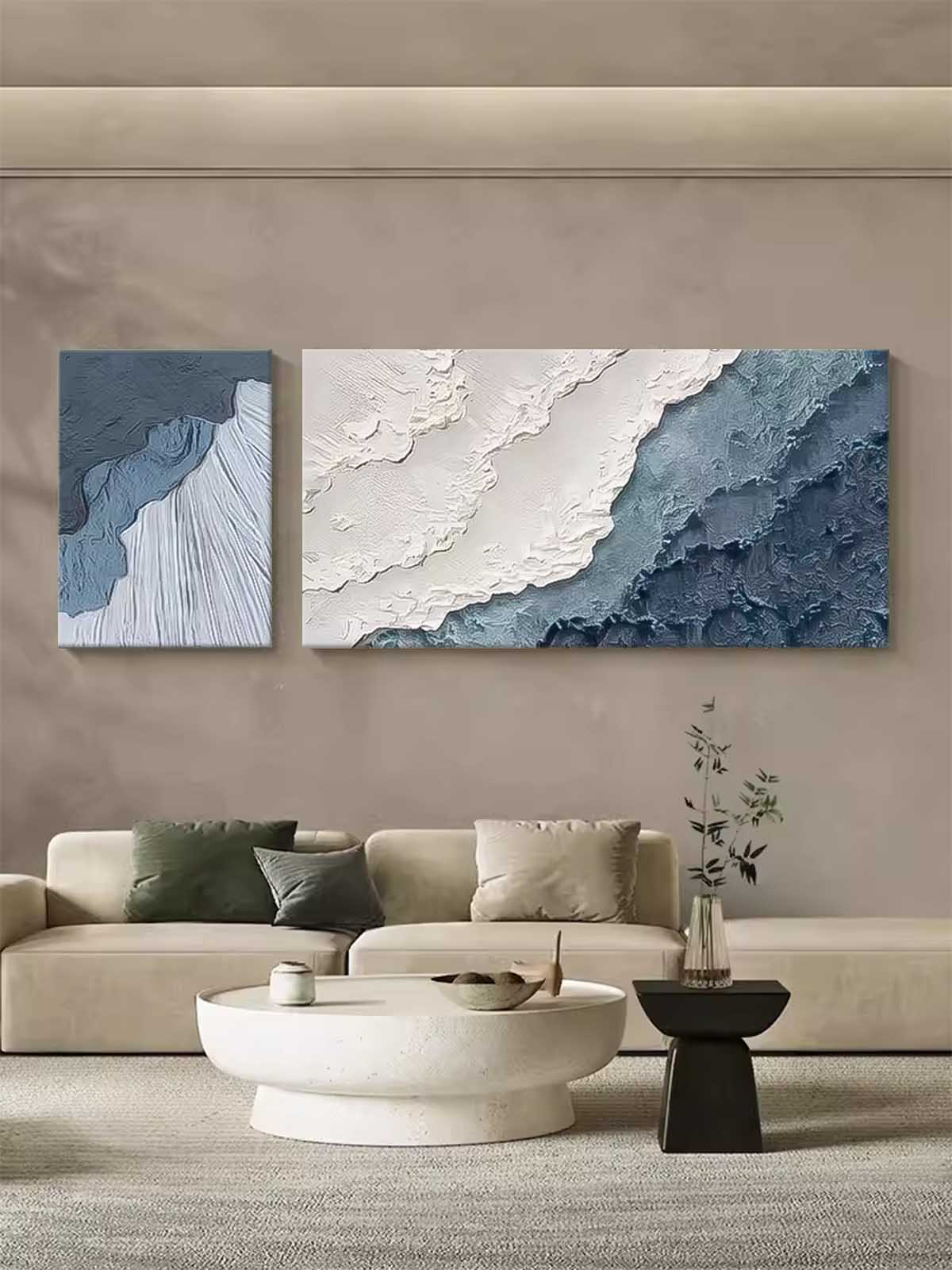 Coastal Serenity: Ocean Waves Oil Painting for Beach Home Decor