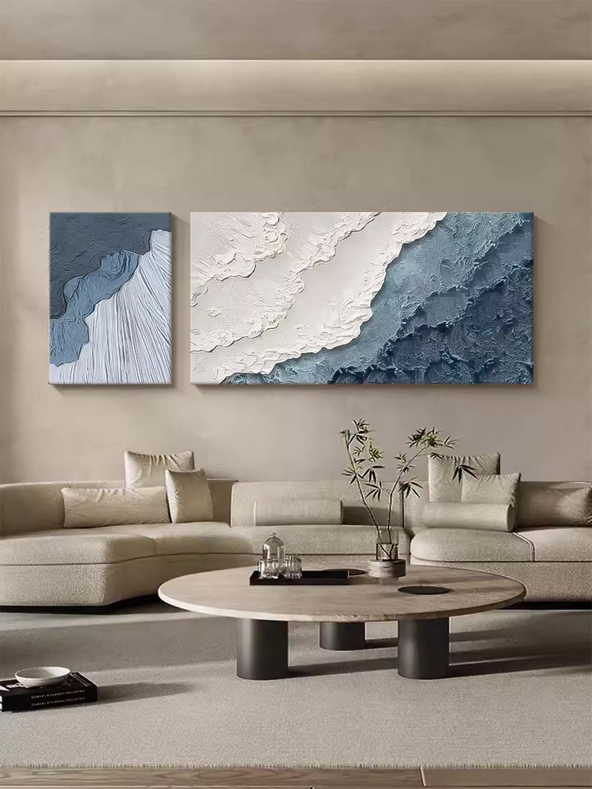 Coastal Serenity: Ocean Waves Oil Painting for Beach Home Decor
