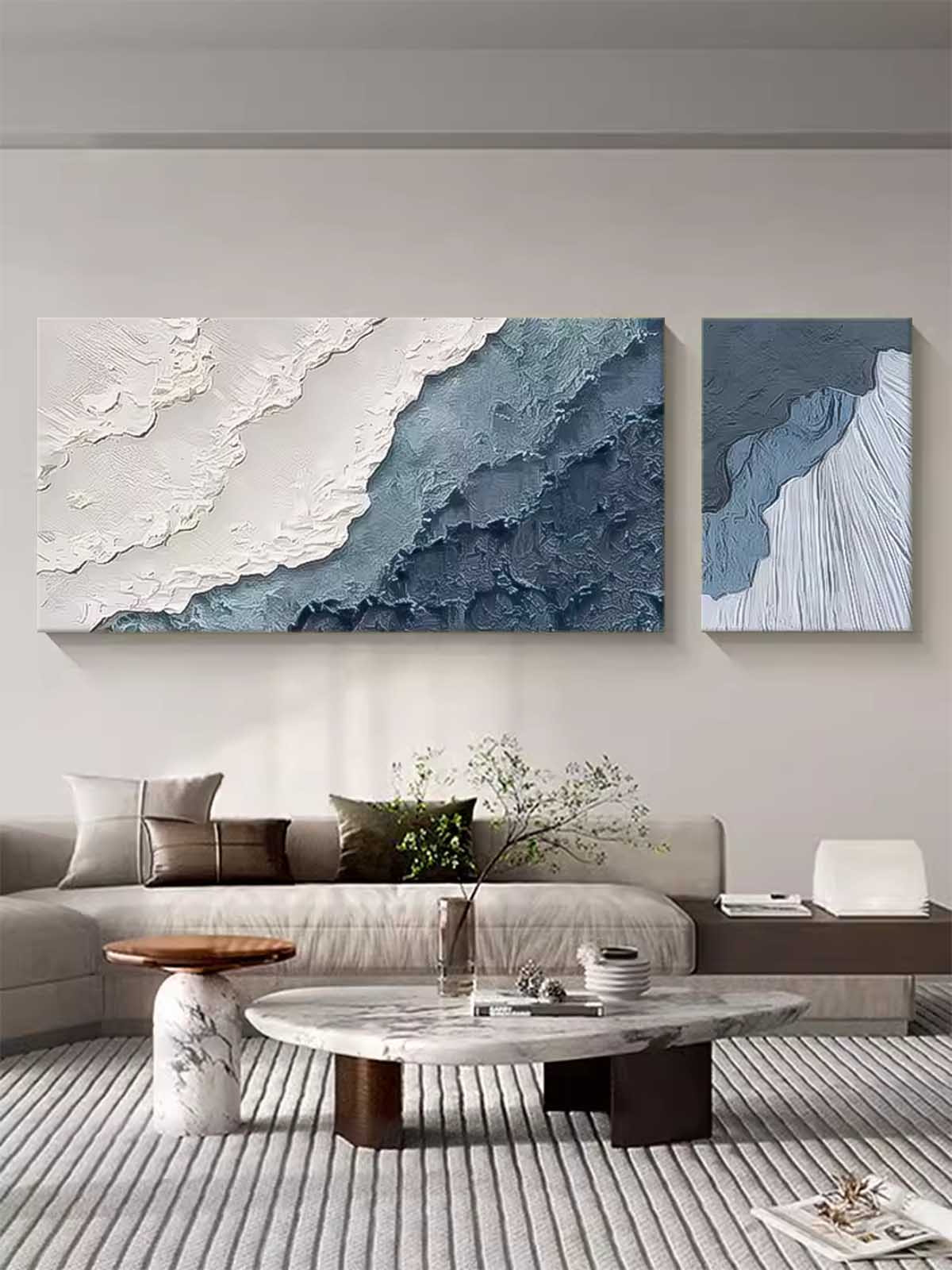 Coastal Serenity: Ocean Waves Oil Painting for Beach Home Decor