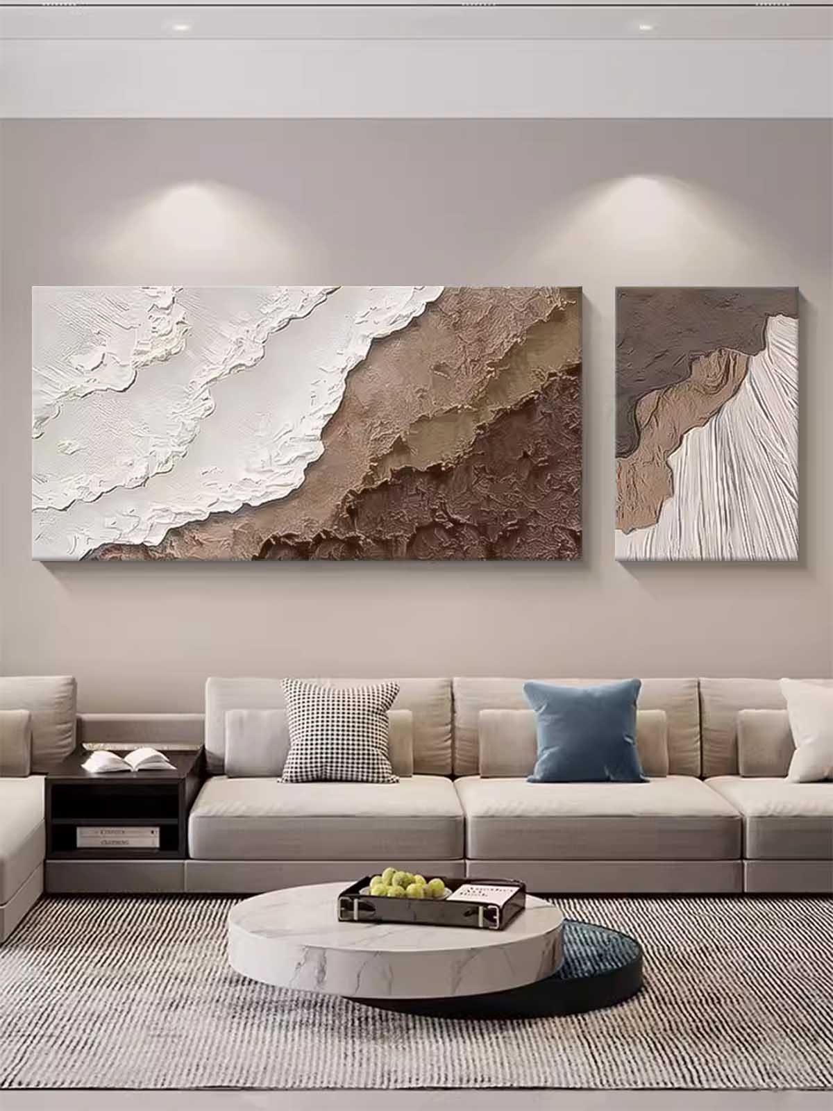 Textured Beach and Ocean Landscape Oil Painting for Coastal Home Decor