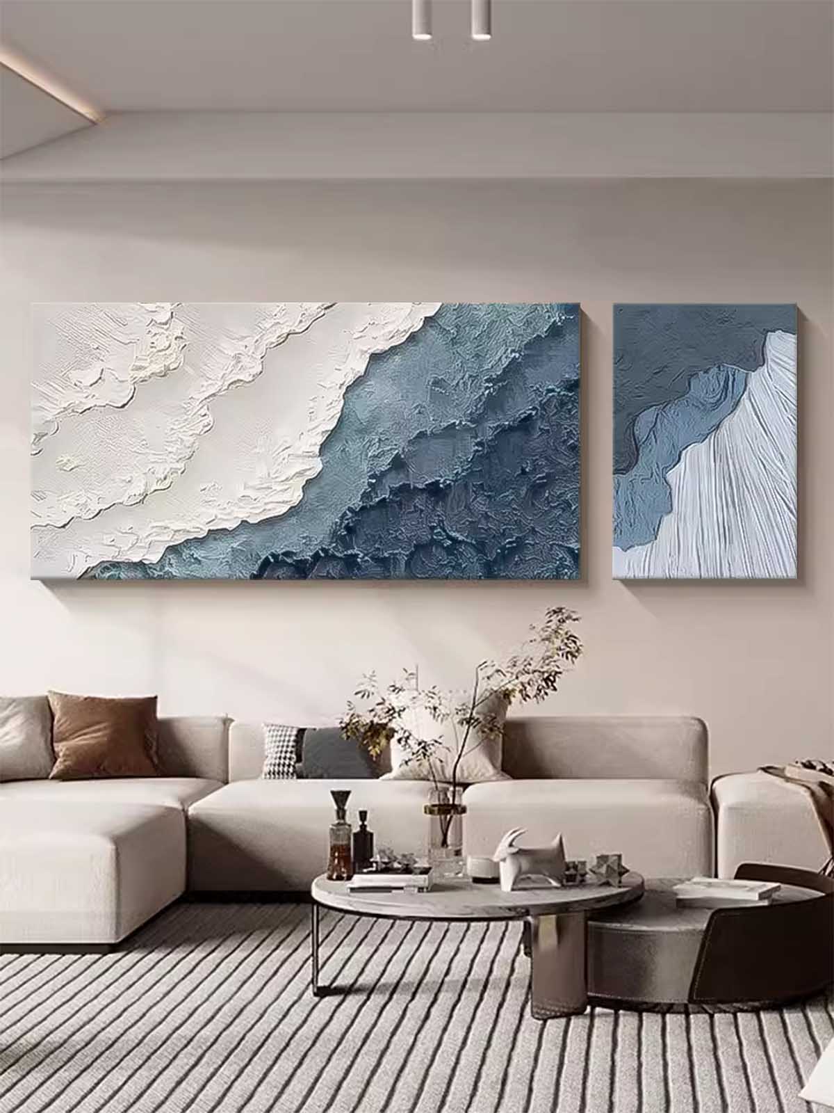 Coastal Serenity: Ocean Waves Oil Painting for Beach Home Decor