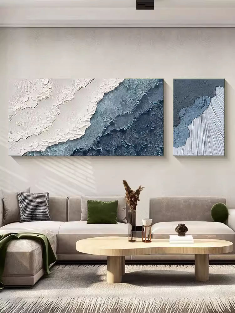 Coastal Serenity: Ocean Waves Oil Painting for Beach Home Decor