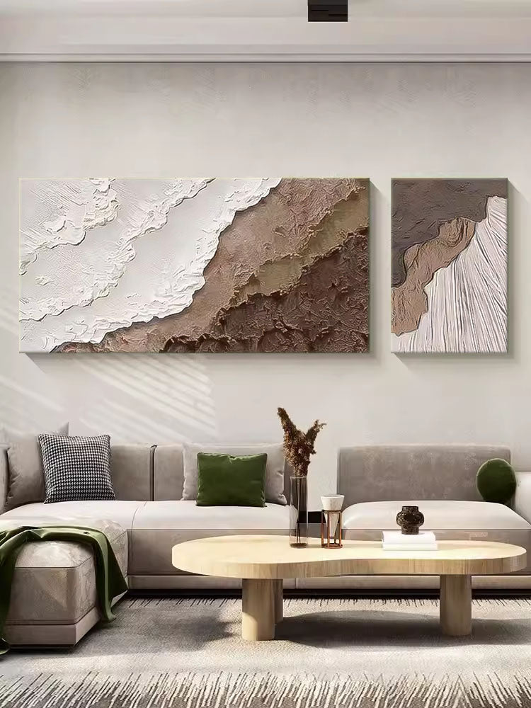 Textured Beach and Ocean Landscape Oil Painting for Coastal Home Decor