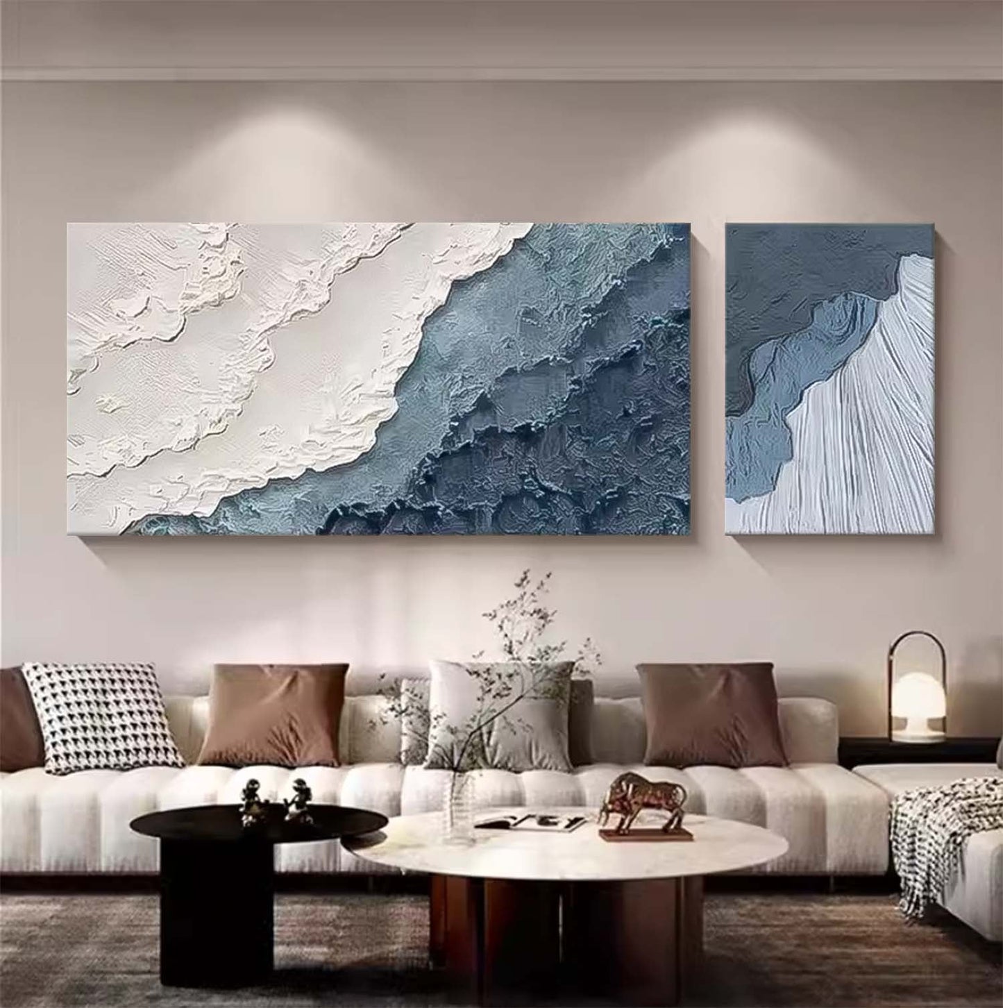 Coastal Serenity: Ocean Waves Oil Painting for Beach Home Decor