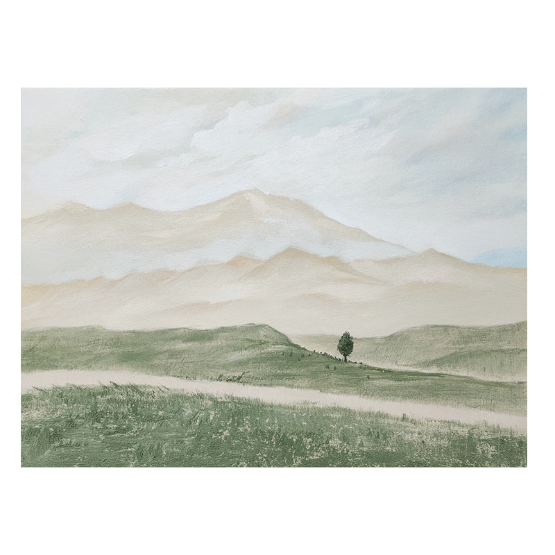 Quaint Meadow Field River Hike Oil Painting 209PW