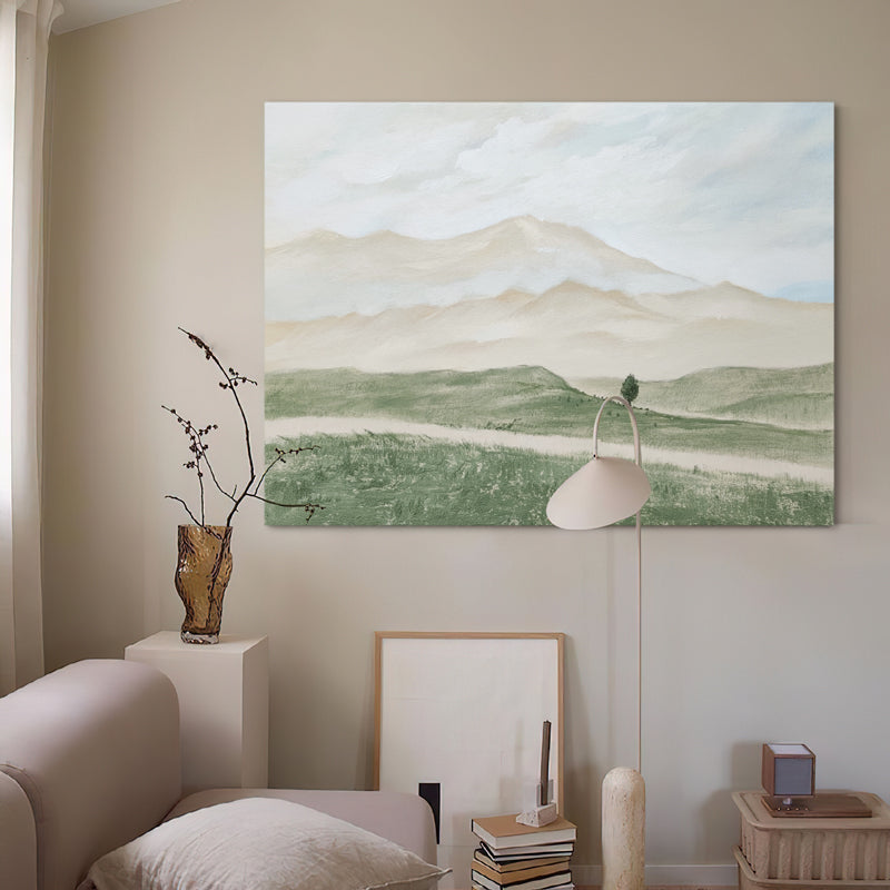 Quaint Meadow Field River Hike Oil Painting 209PW