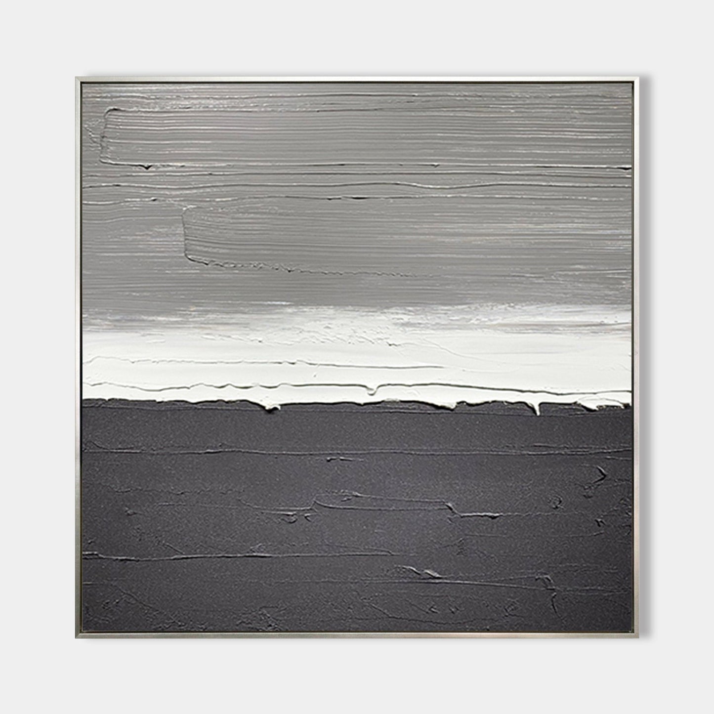 Elegant Black and White Minimalist Oil Painting for Modern Home Decor