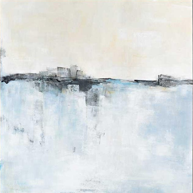 Tranquil Blue and White Abstract Oil Painting for Serene Home Decor