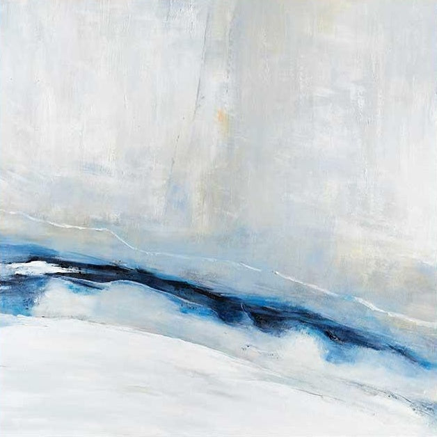 Tranquil Blue and White Abstract Oil Painting for Serene Home Decor