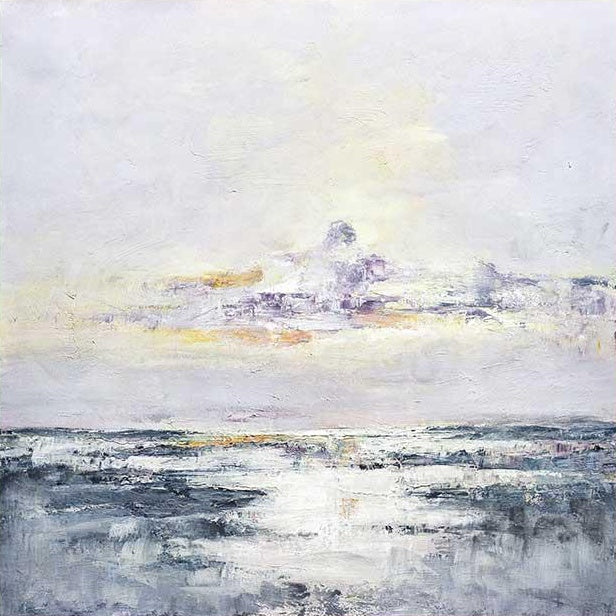 Serene Lake and Dawn Sky Oil Painting for Tranquil Home Decor