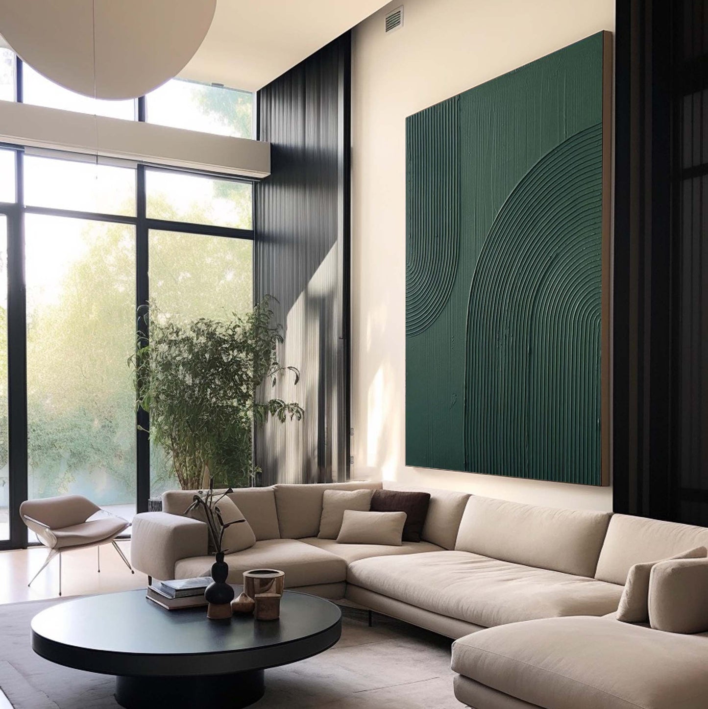 Contemporary Blue and Green Textured Abstract Oil Painting for Modern Decor