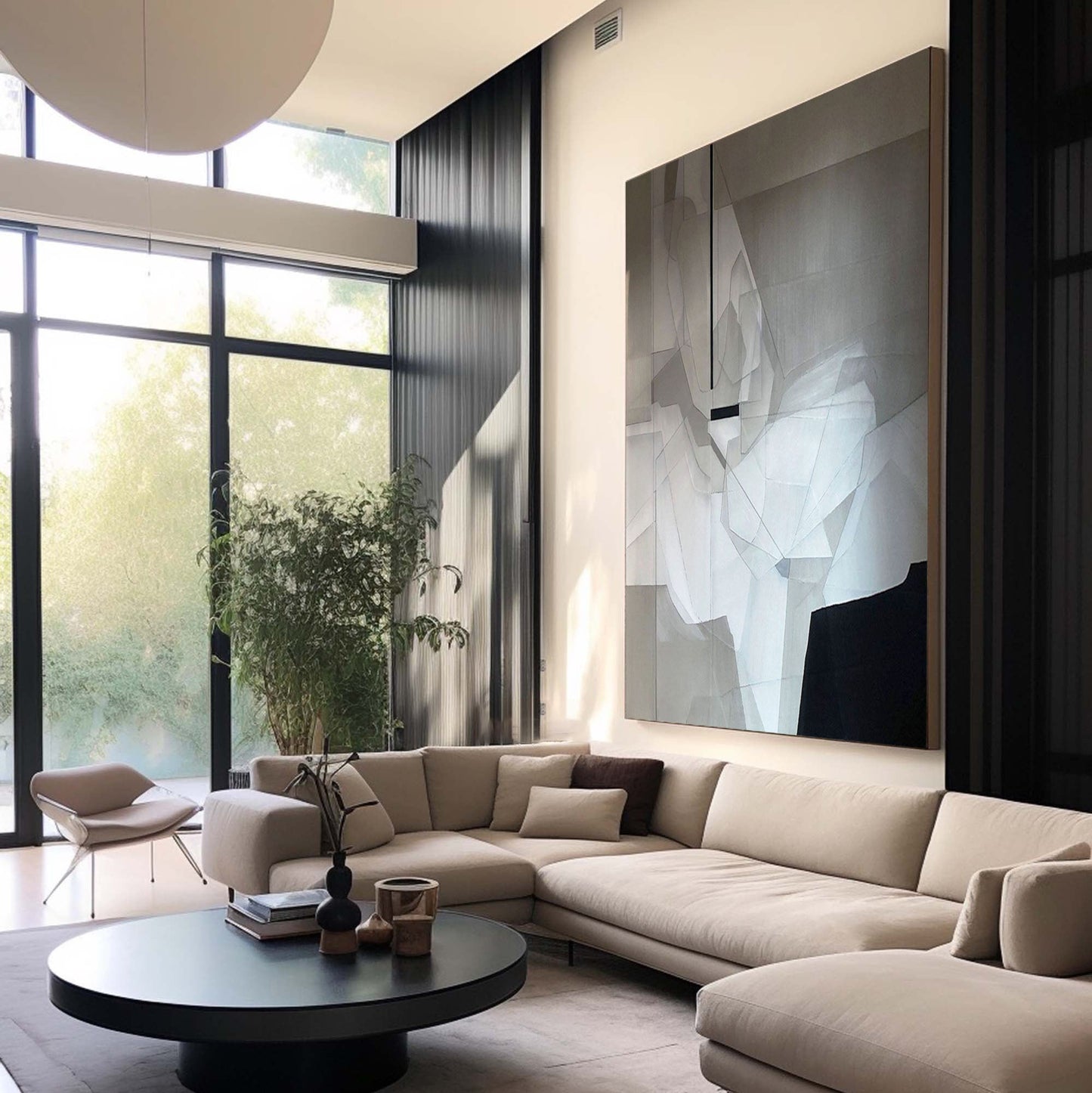 Contemporary Grey Abstract Oil Painting for Modern Home Decor