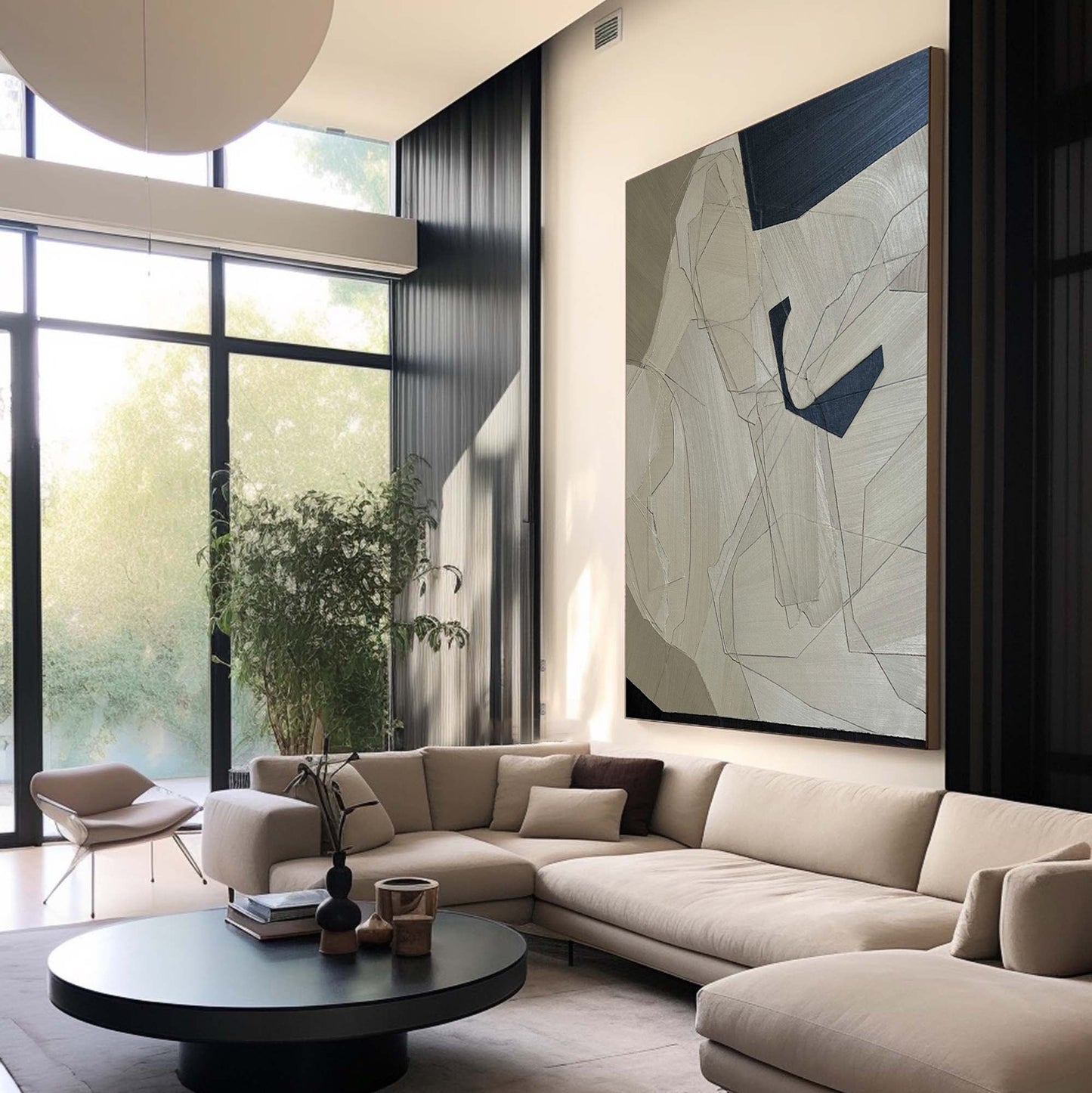 Contemporary Grey Minimalist Oil Painting for Modern Home Decor