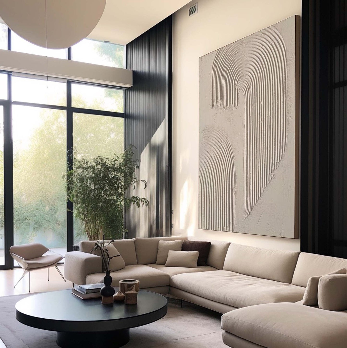 Beige and Brown Modern Abstract Oil Painting for Elegant Home Decor
