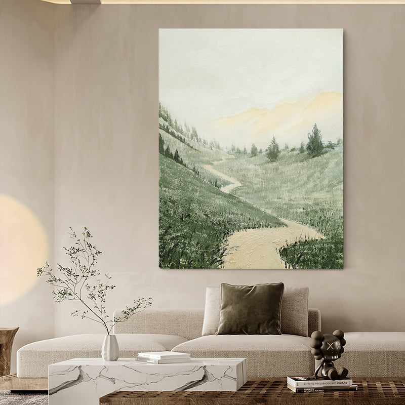 Riverbend Meadow Grass Bank Trees Oil Painting 213PW